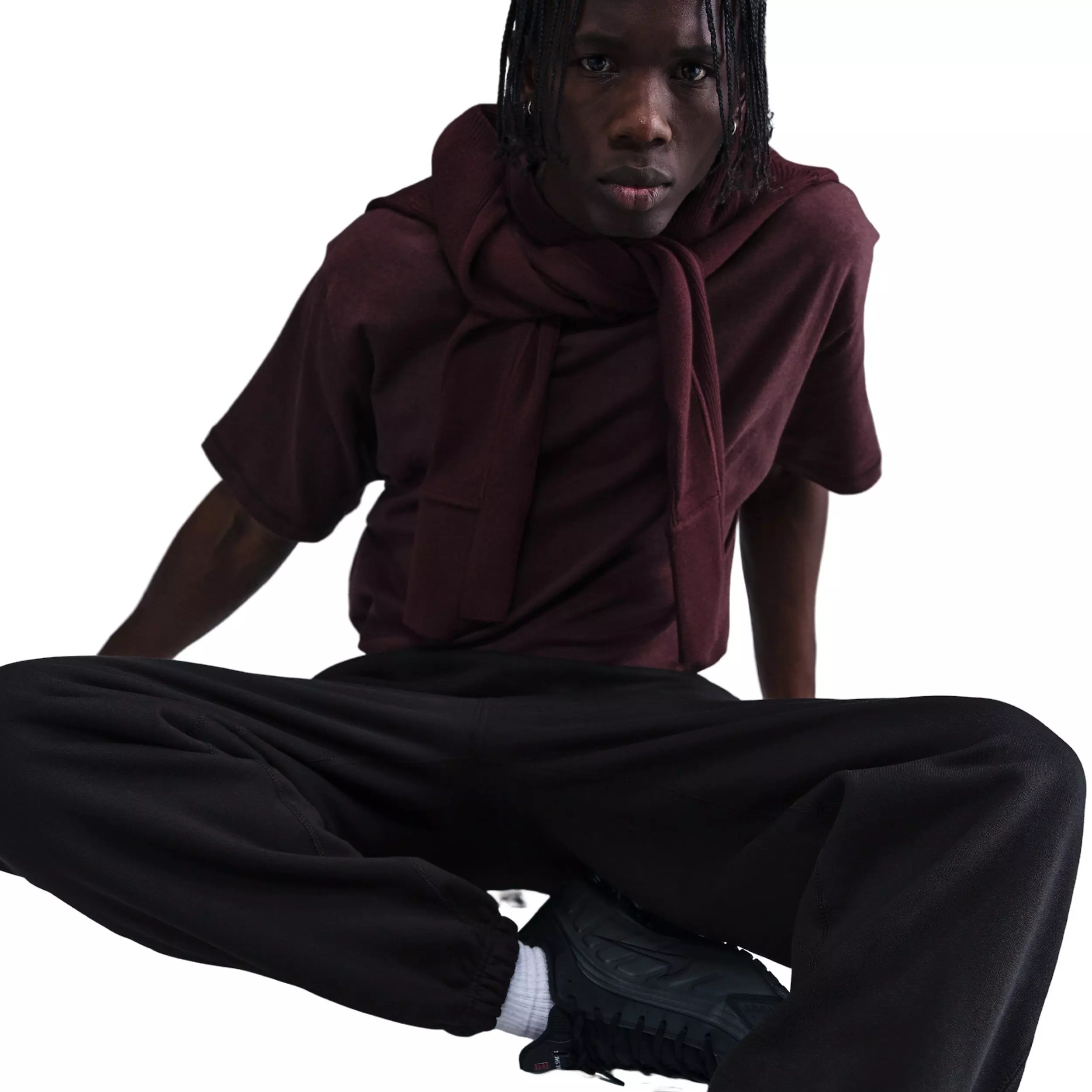 Nike Men's Solo Swoosh BB Cuffed Fleece Pants - BLACK