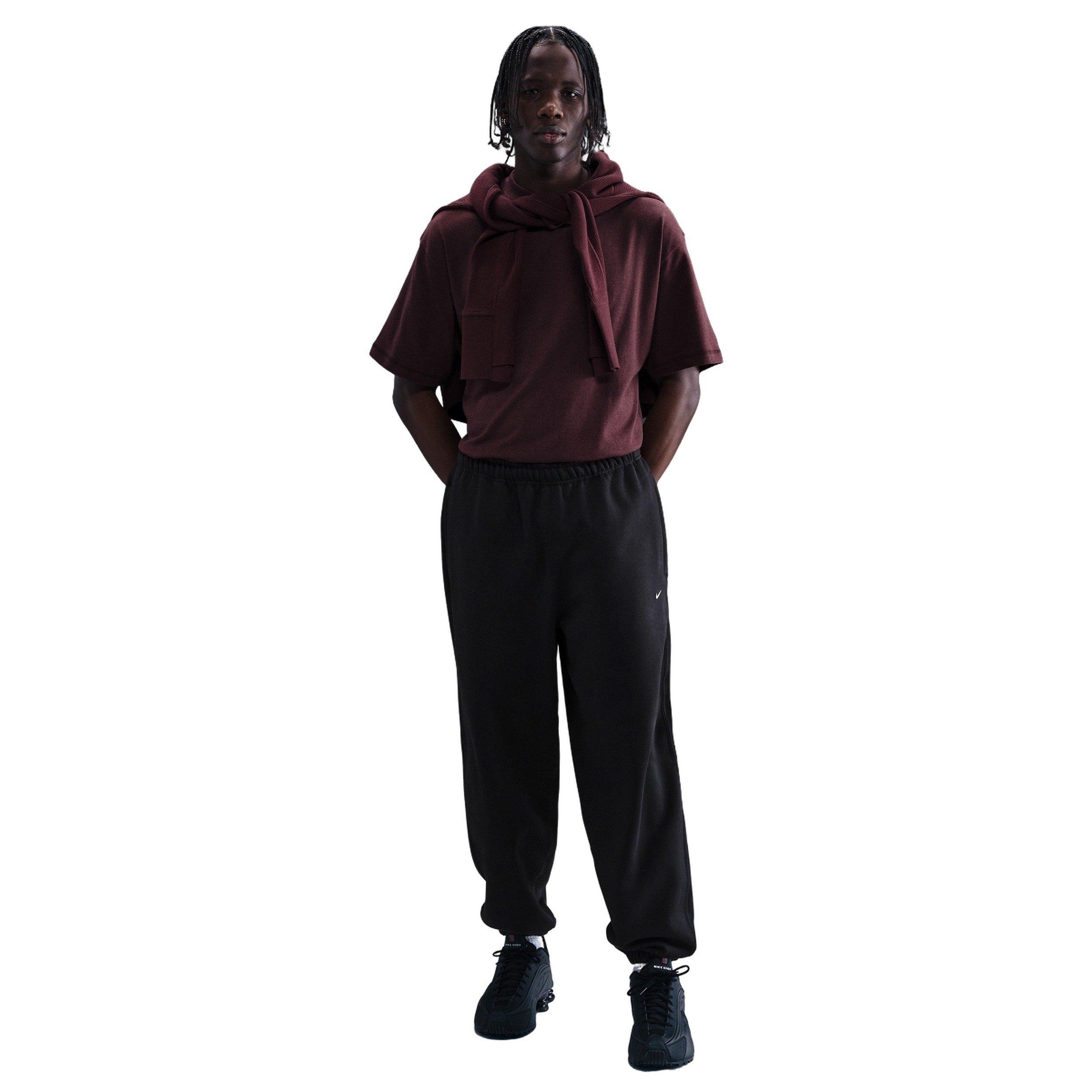 Nike Men's Solo Swoosh BB Cuffed Fleece Pants - BLACK Thumbnail View 4