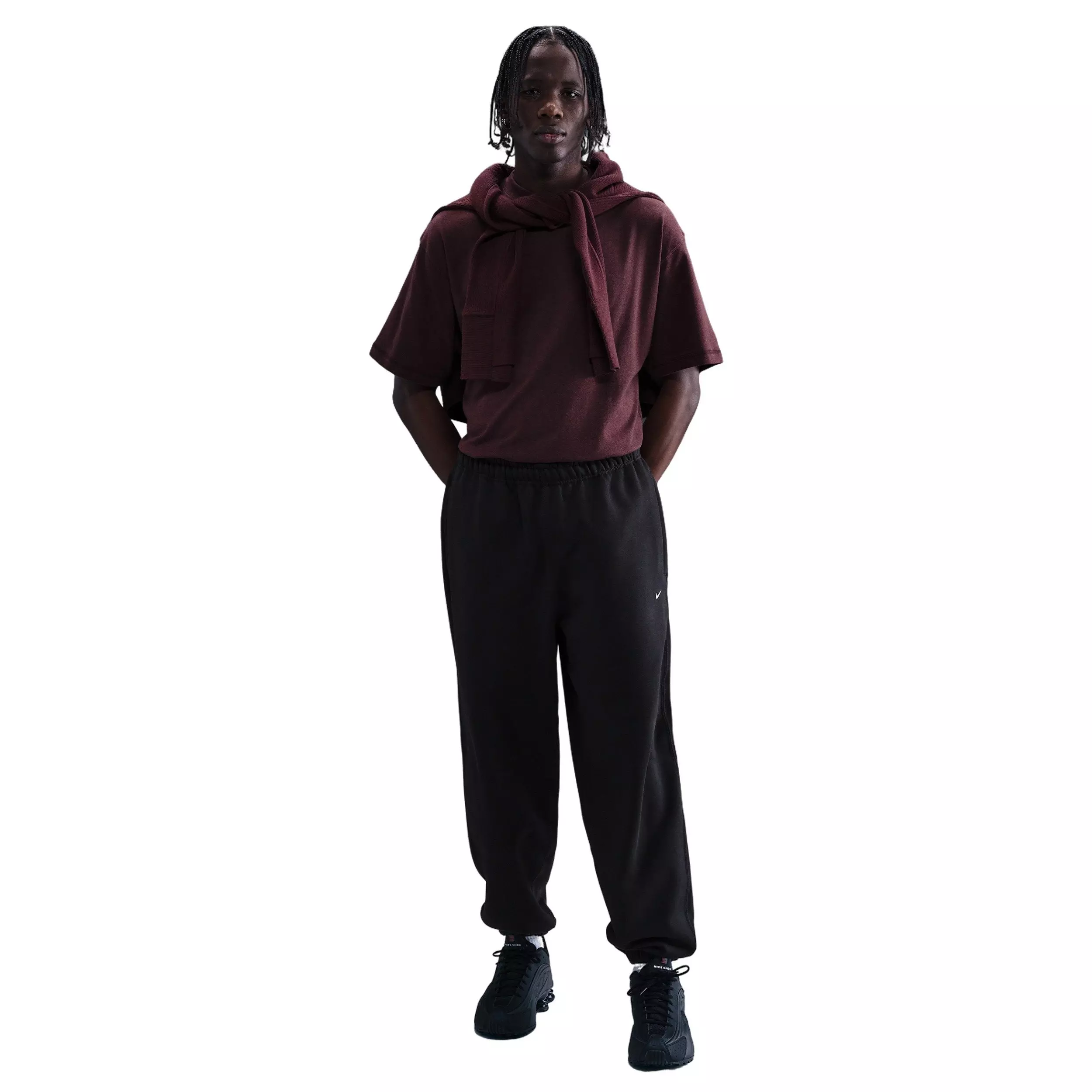 Nike Men's Solo Swoosh BB Cuffed Fleece Pants - BLACK