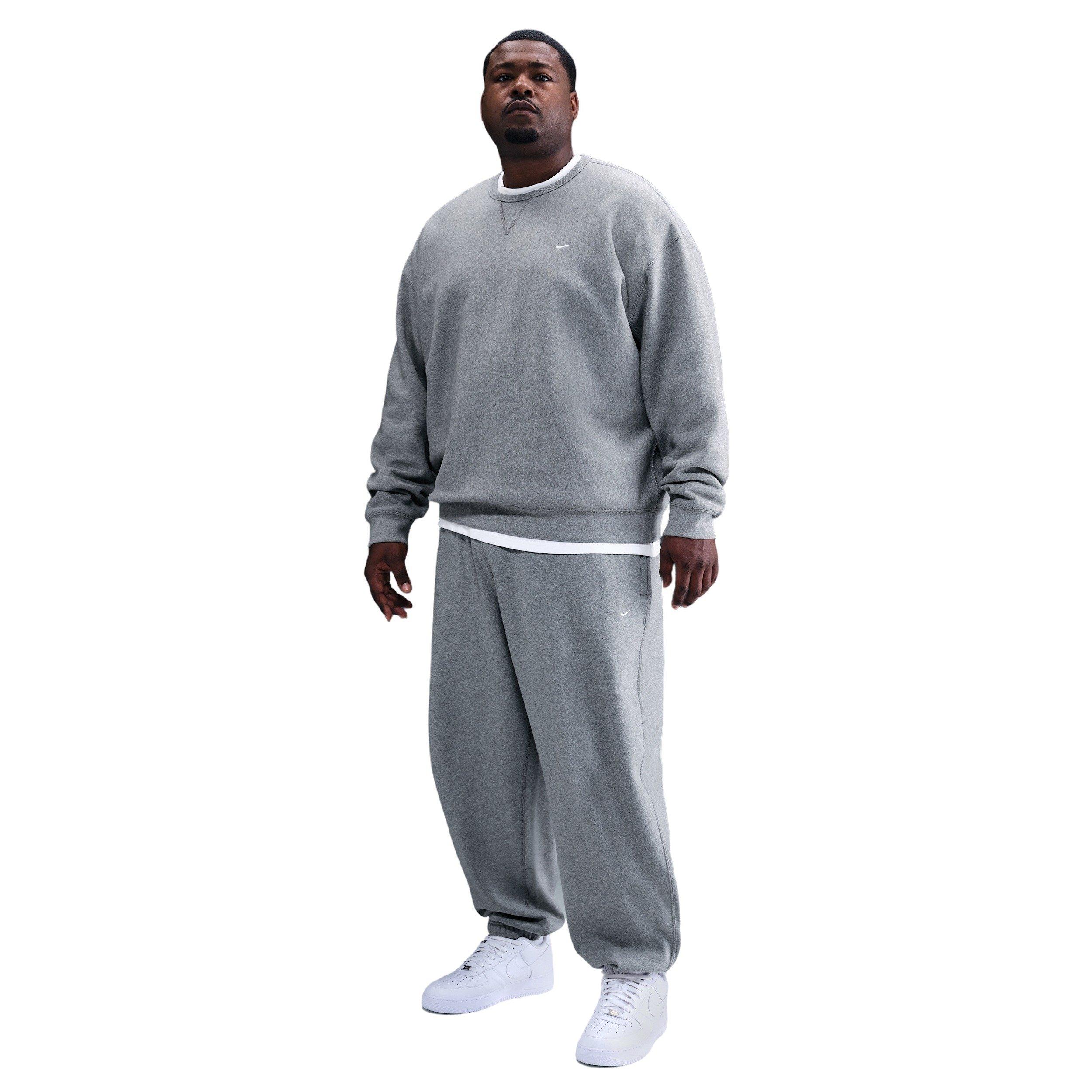 Nike Men's Solo Swoosh BB Cuffed Fleece Pants - GREY Thumbnail View 6