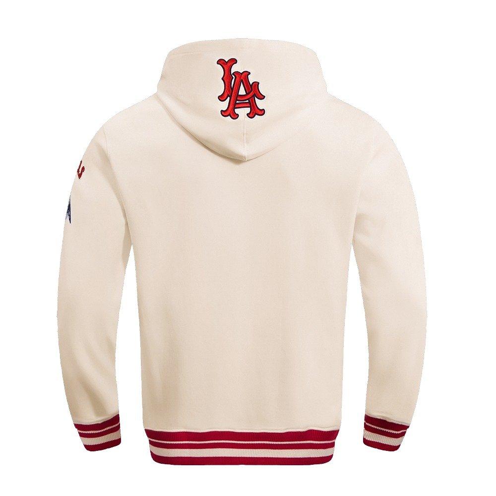 Pro Standard Men's MLB Los Angeles Angels Retro Classic Fleece Pullover Hoodie -Eggshell/Red - EGGSHELL/RED Thumbnail View 2