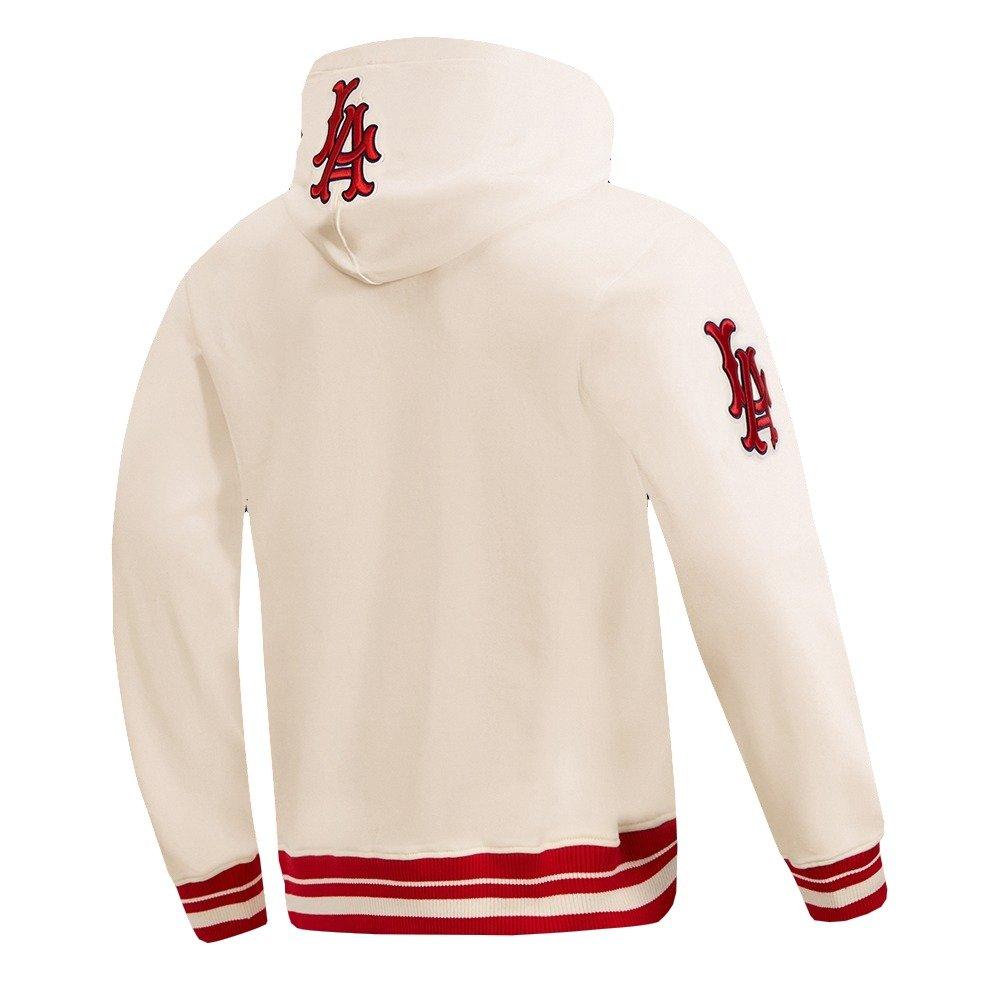 Pro Standard Men's MLB Los Angeles Angels Retro Classic Fleece Pullover Hoodie -Eggshell/Red - EGGSHELL/RED Thumbnail View 4