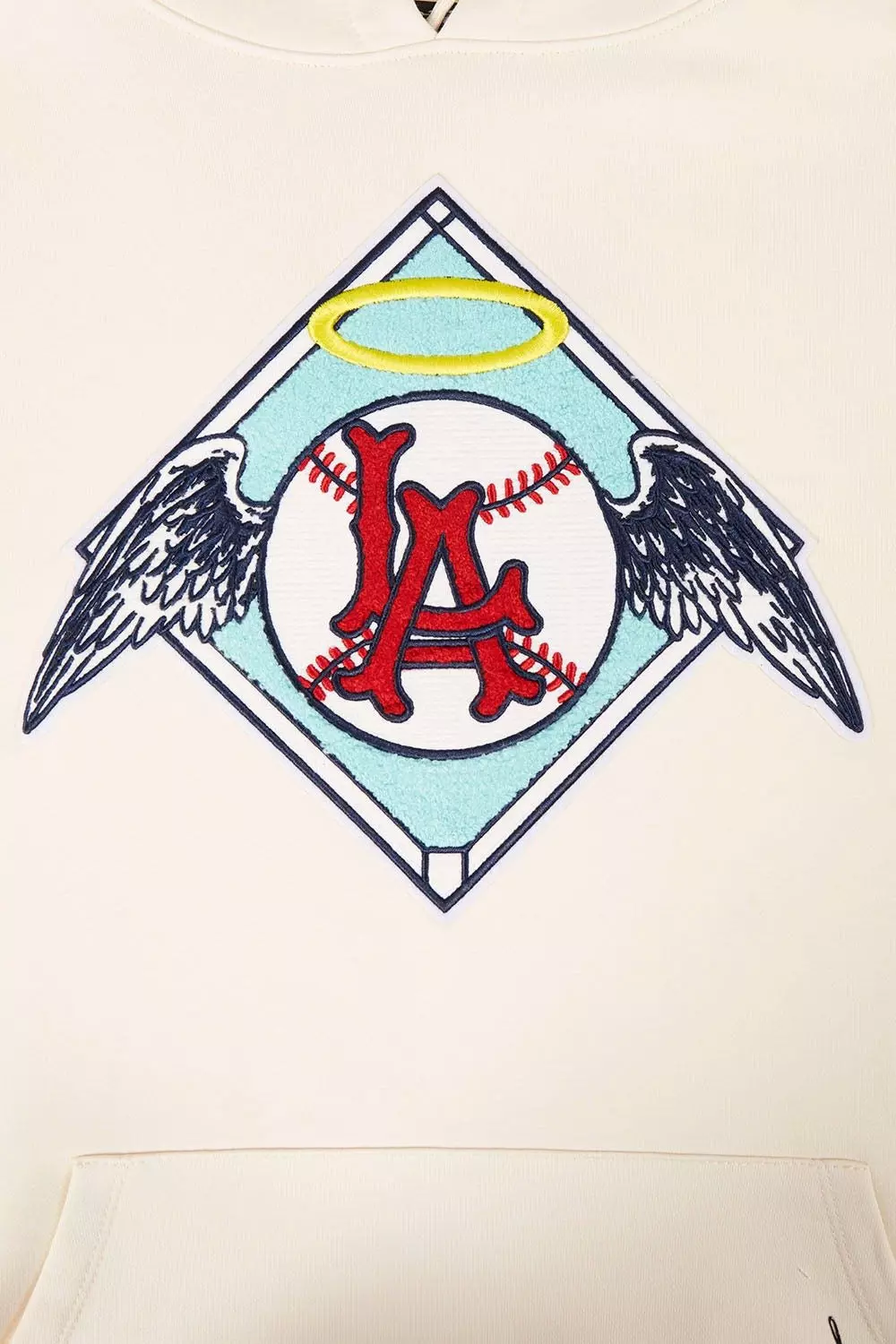 Pro Standard Men's MLB Los Angeles Angels Retro Classic Fleece Pullover Hoodie -Eggshell/Red - EGGSHELL/RED