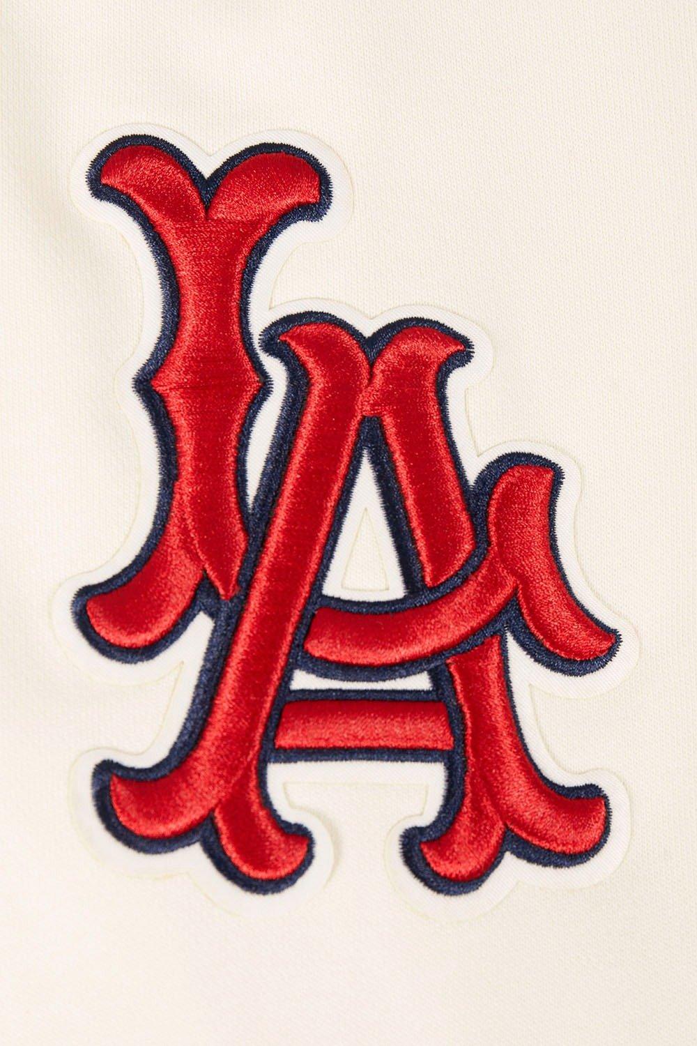 Pro Standard Men's MLB Los Angeles Angels Retro Classic Fleece Pullover Hoodie -Eggshell/Red - EGGSHELL/RED Thumbnail View 6