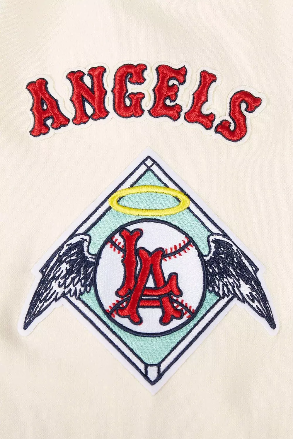 Pro Standard Men's MLB Los Angeles Angels Retro Classic Fleece Pullover Hoodie -Eggshell/Red - EGGSHELL/RED