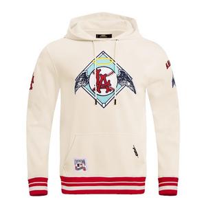 Pro Standard Men's MLB Los Angeles Angels Retro Classic Fleece Pullover Hoodie -Eggshell/Red
