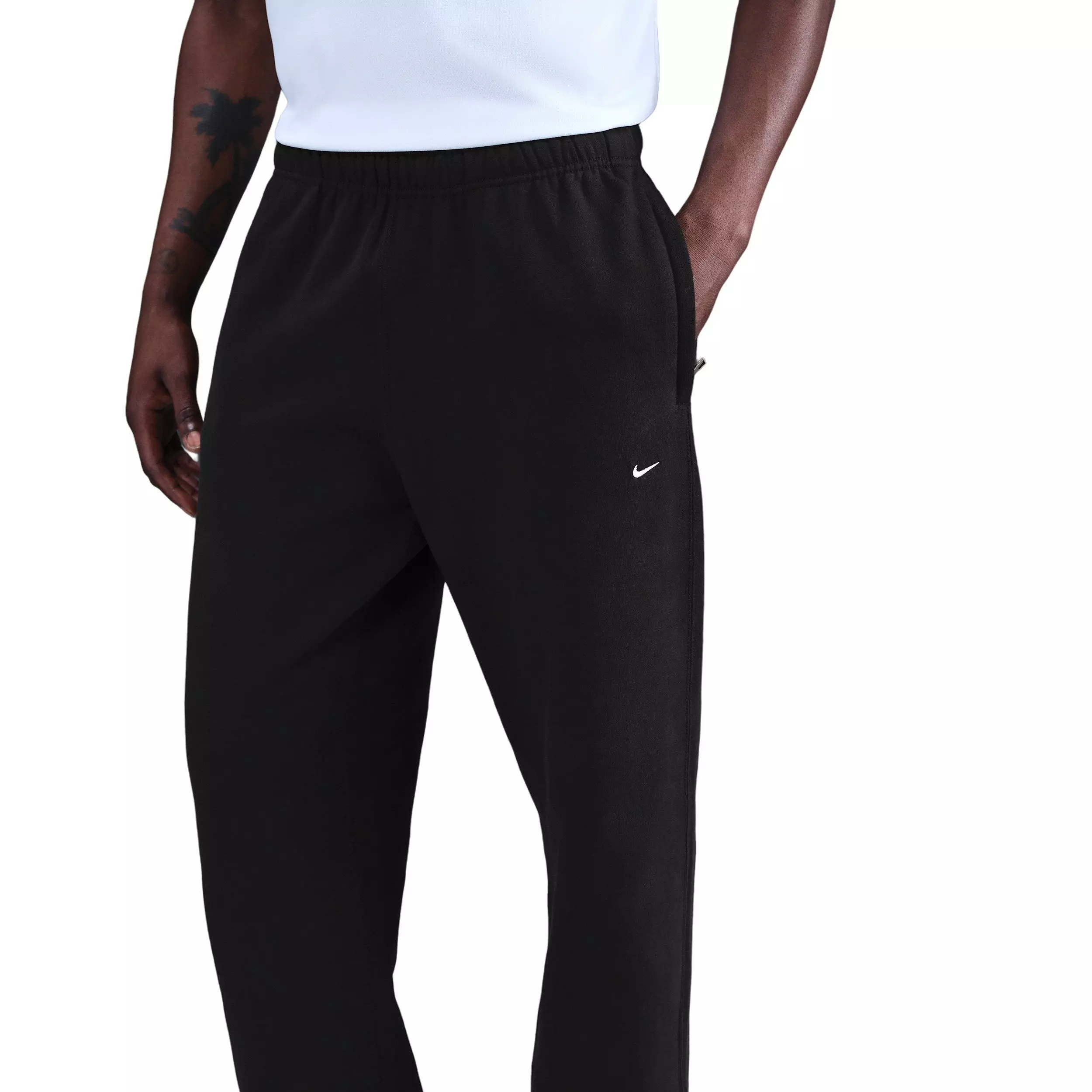 Nike Men's Solo Swoosh BB Fleece Open-Hem Pants - BLACK