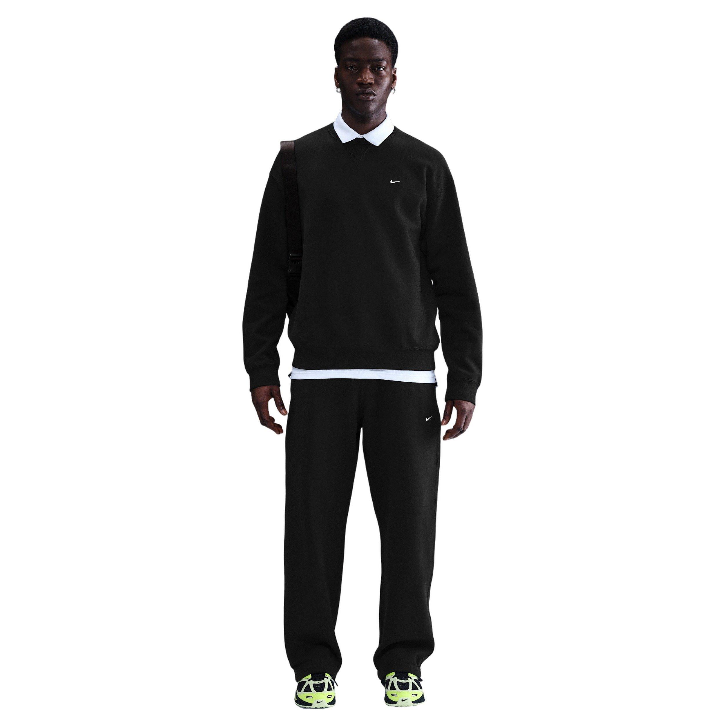 Nike Men's Solo Swoosh BB Fleece Open-Hem Pants - BLACK Thumbnail View 3