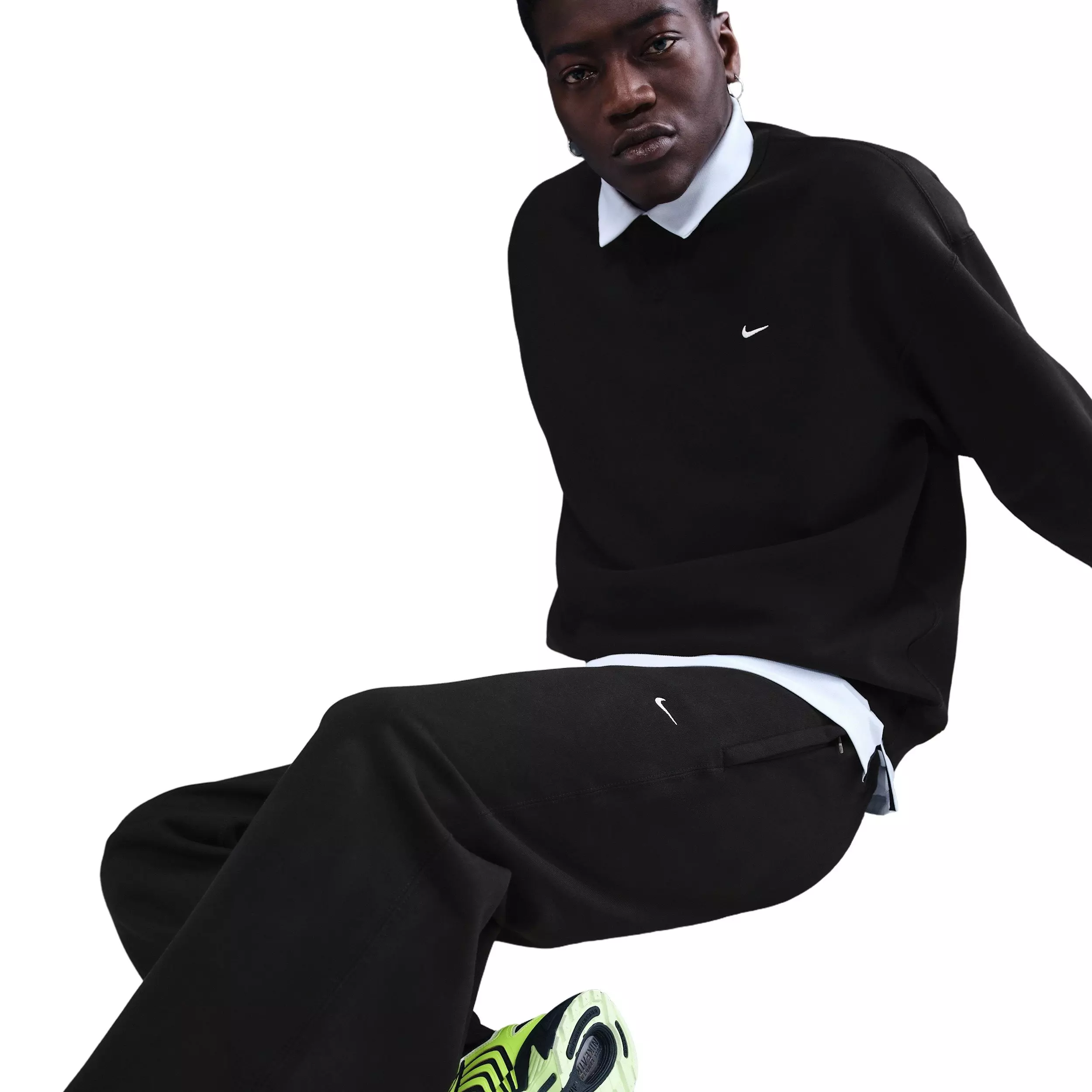 Nike Men's Solo Swoosh BB Fleece Open-Hem Pants - BLACK