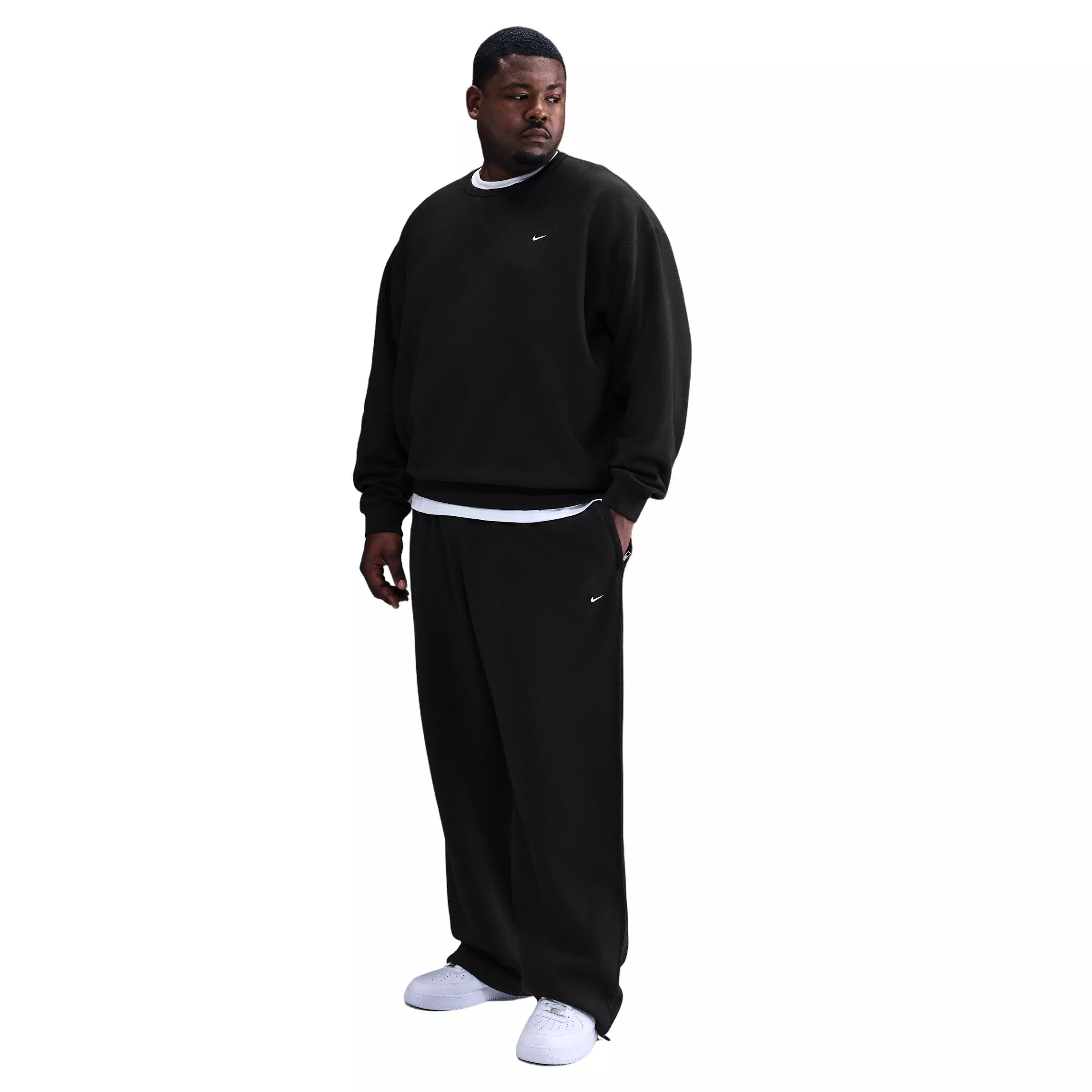 Nike Men's Solo Swoosh BB Fleece Open-Hem Pants - BLACK