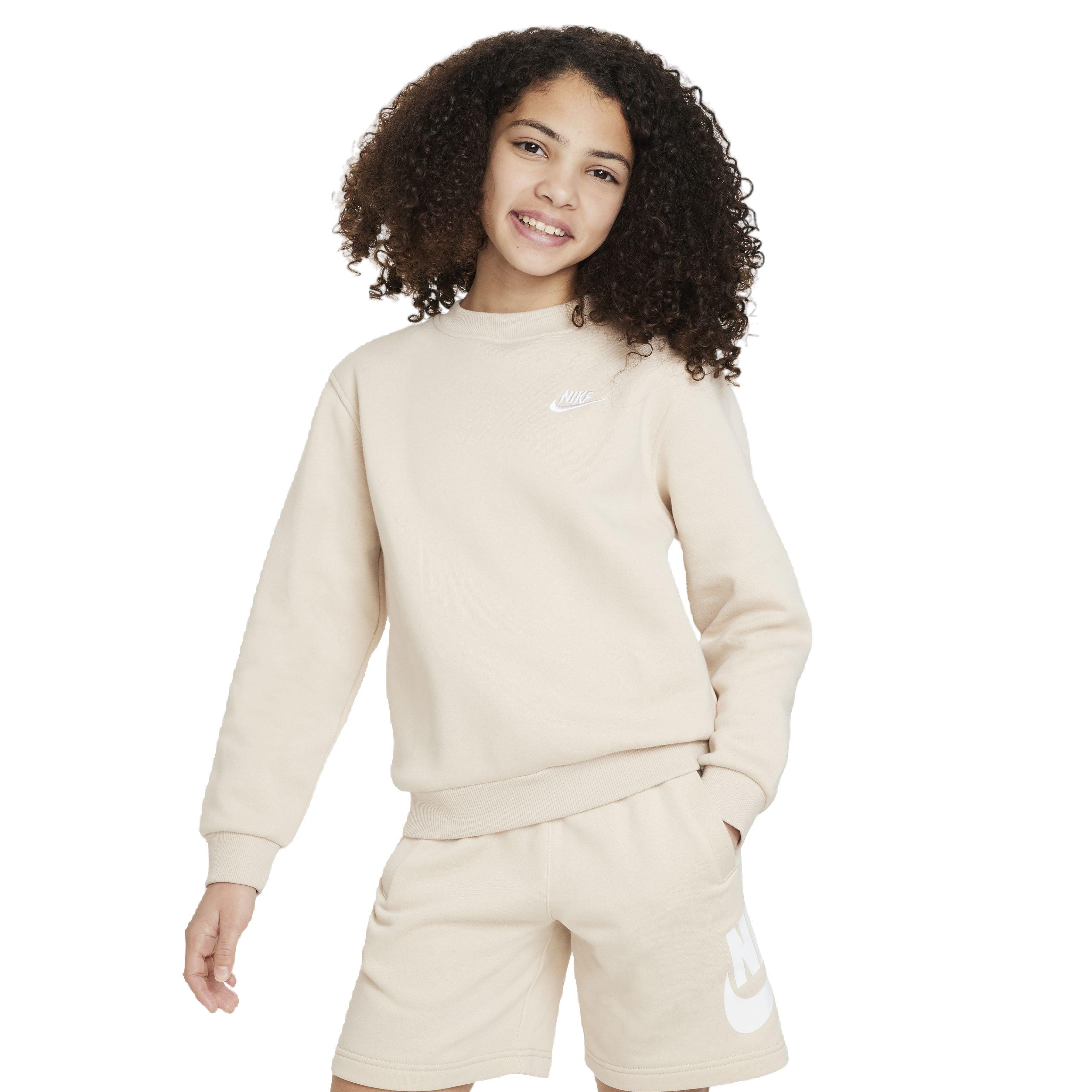 Nike Sportswear Club Fleece LBR Crew LS Big Kids' Brown Sweatshirt