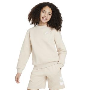 Nike Big Kids' Sportswear Club Fleece LBR Crew LS Sweatshirt -Brown