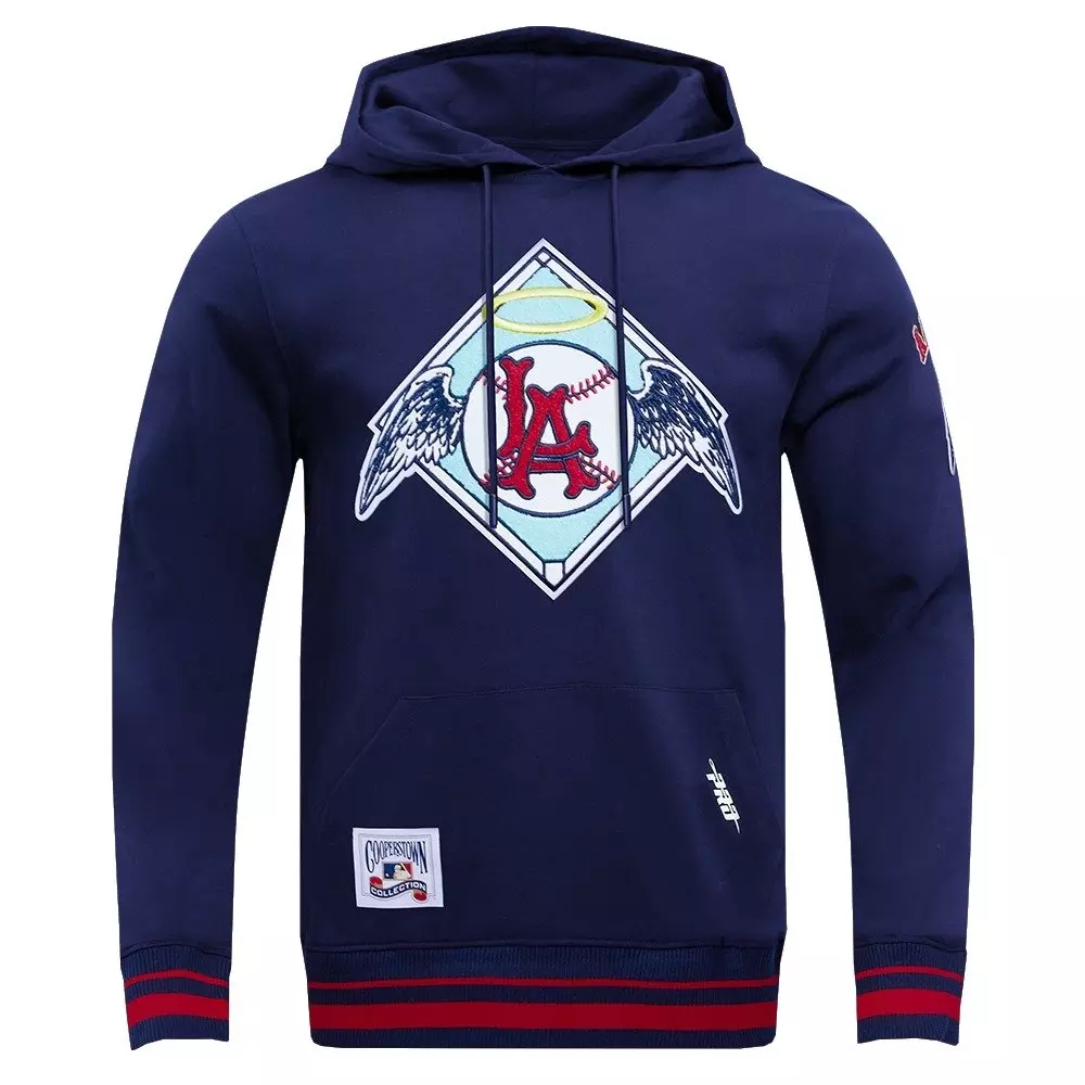 Pro Standard Men's MLB Los Angeles Angels Retro Classic Fleece Pullover Hoodie -Navy/Red - NAVY/RED