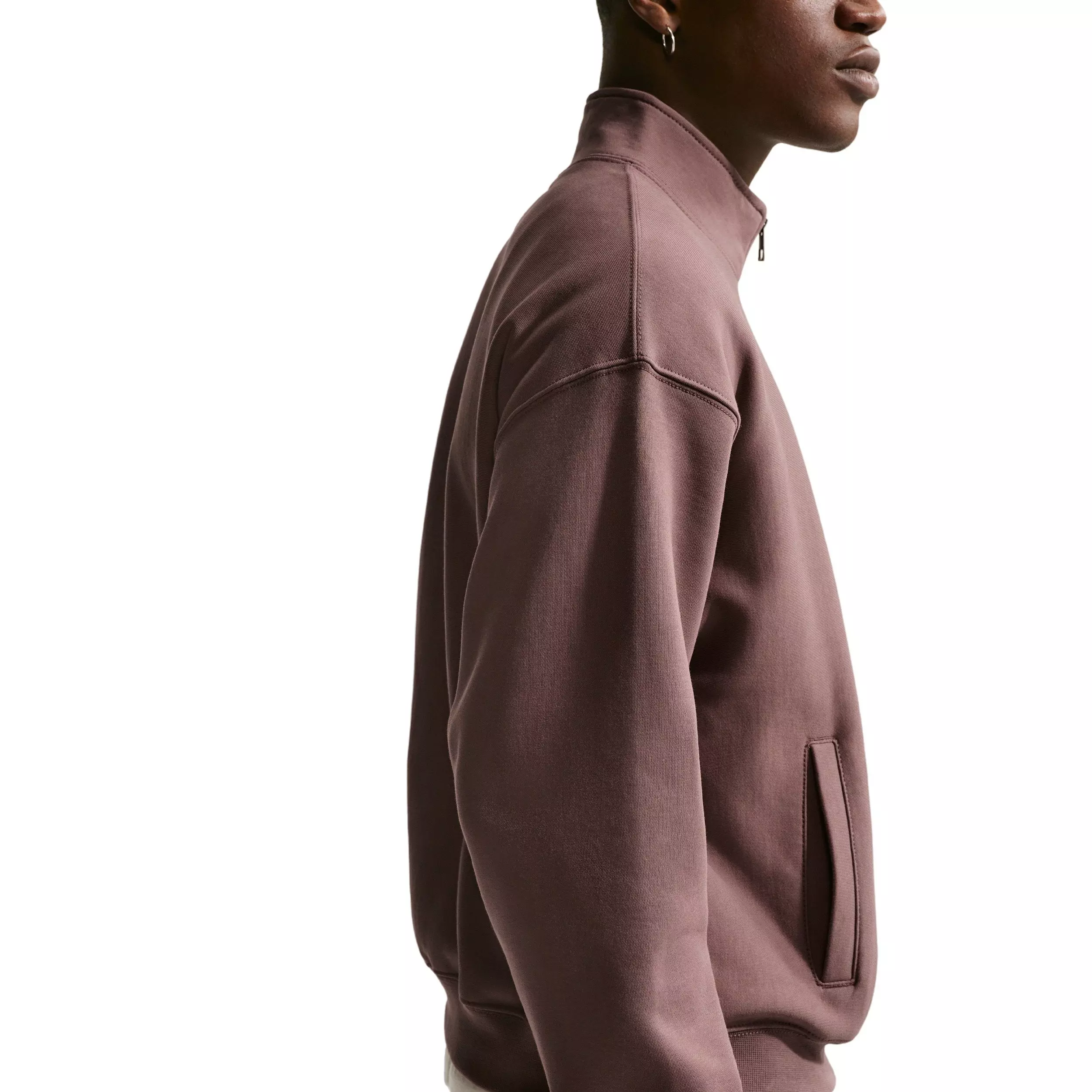 Nike Men's Solo Swoosh Fleece Quarter-Zip Top -Tattoo Purple - TATTOO PURPLE