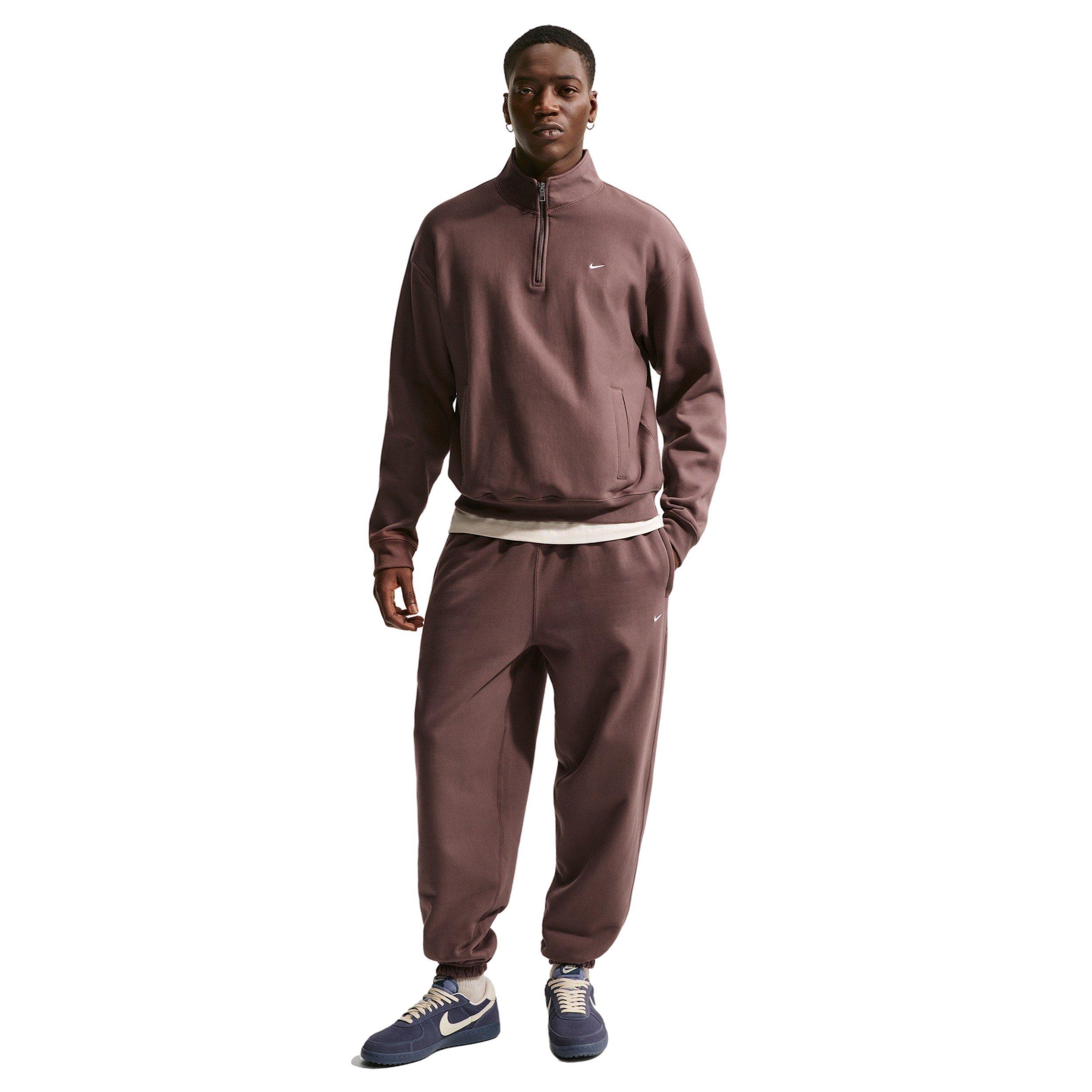 Nike Men's Solo Swoosh Fleece Quarter-Zip Top -Tattoo Purple - TATTOO PURPLE Thumbnail View 4