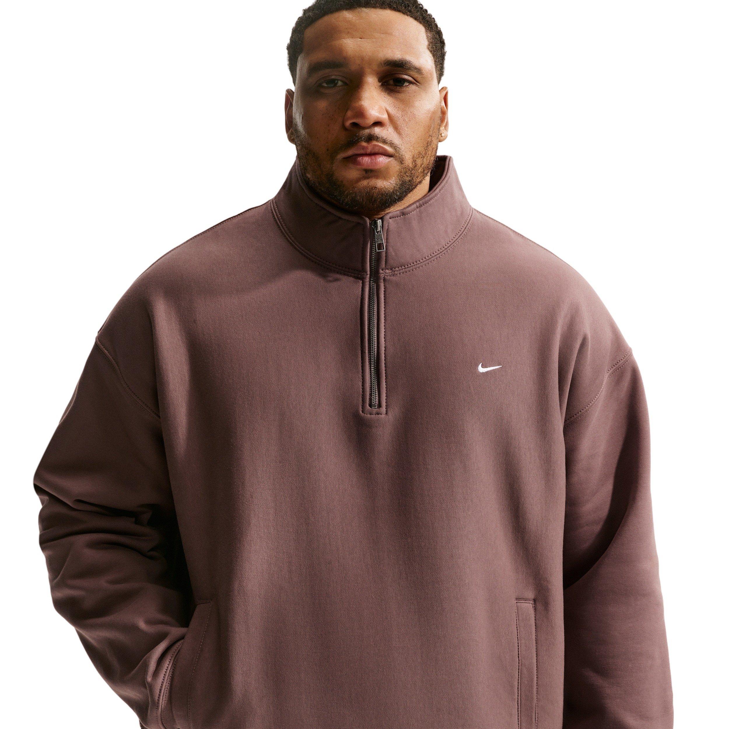 Nike Men's Solo Swoosh Fleece Quarter-Zip Top -Tattoo Purple - TATTOO PURPLE Thumbnail View 6