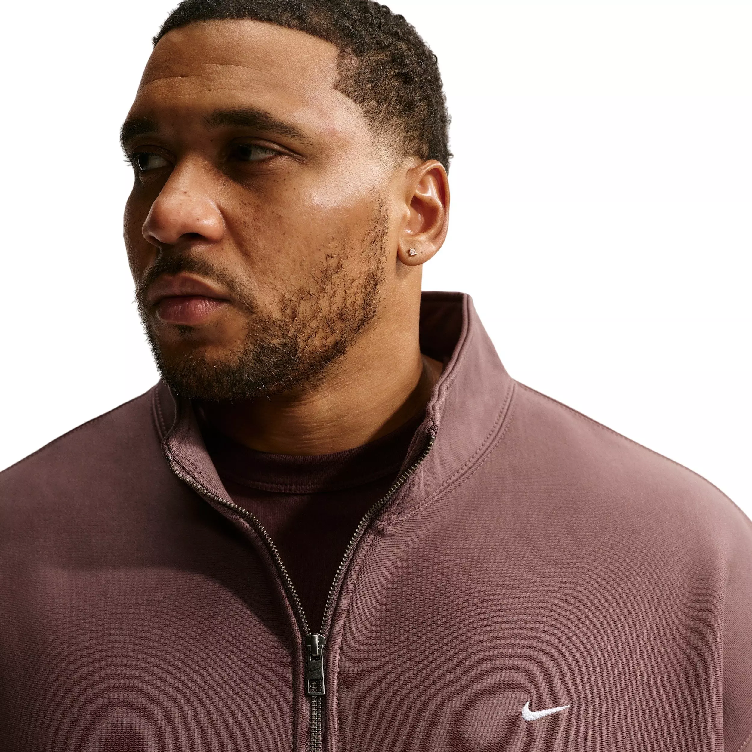 Nike Men's Solo Swoosh Fleece Quarter-Zip Top -Tattoo Purple - TATTOO PURPLE