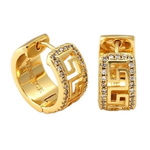 King Ice Iced Greek Key Hoop Earrings - GOLD