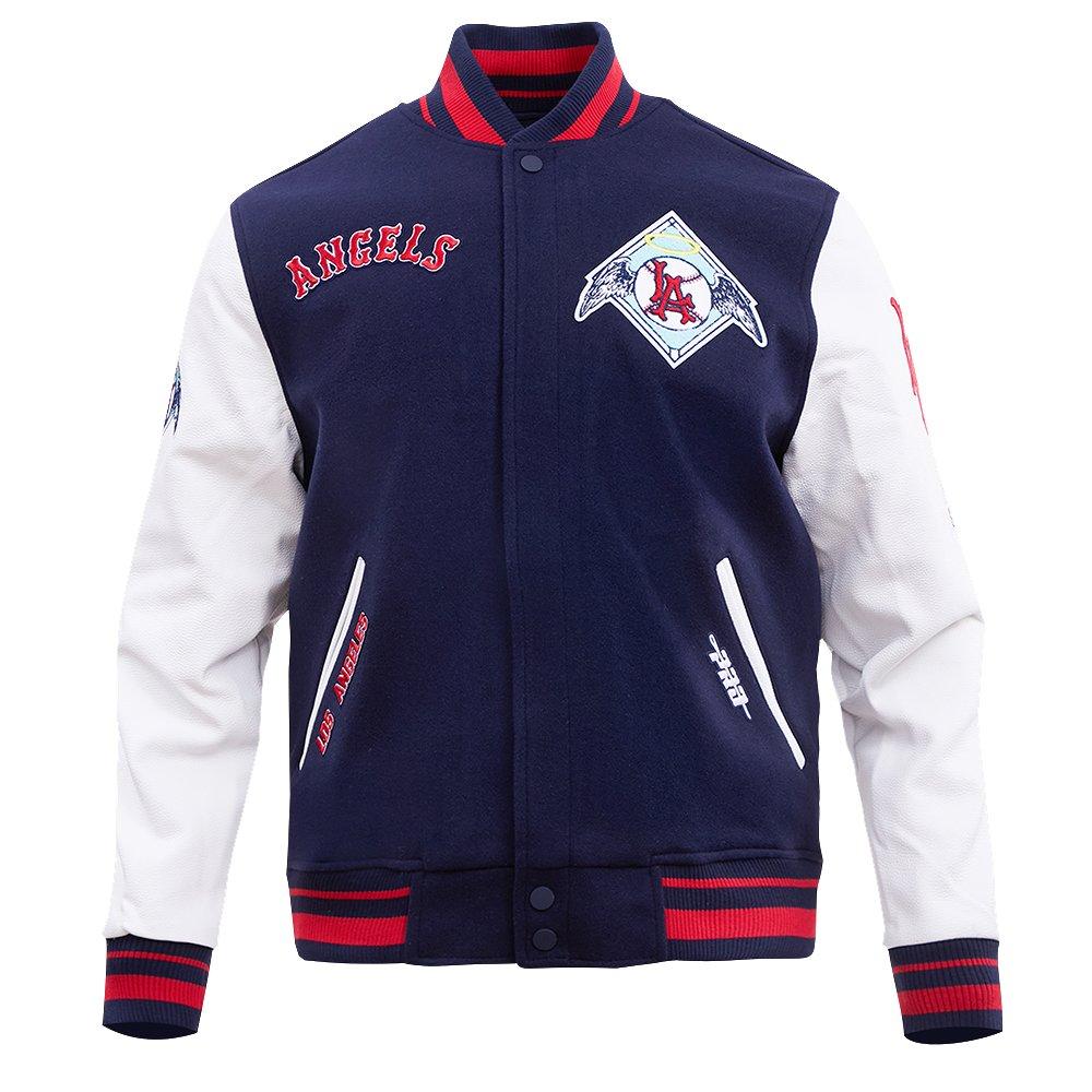 Pro Standard Men's MLB Los Angeles Angels Retro Classic Rib Wool Varsity Jacket -Navy/Red - NAVY/RED Thumbnail View 1
