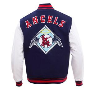 Pro Standard Men's MLB Los Angeles Angels Retro Classic Rib Wool Varsity Jacket -Navy/Red