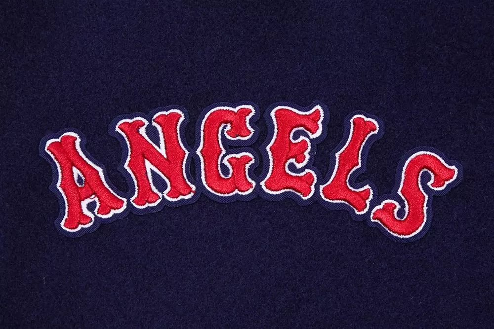 Pro Standard Men's MLB Los Angeles Angels Retro Classic Rib Wool Varsity Jacket -Navy/Red - NAVY/RED