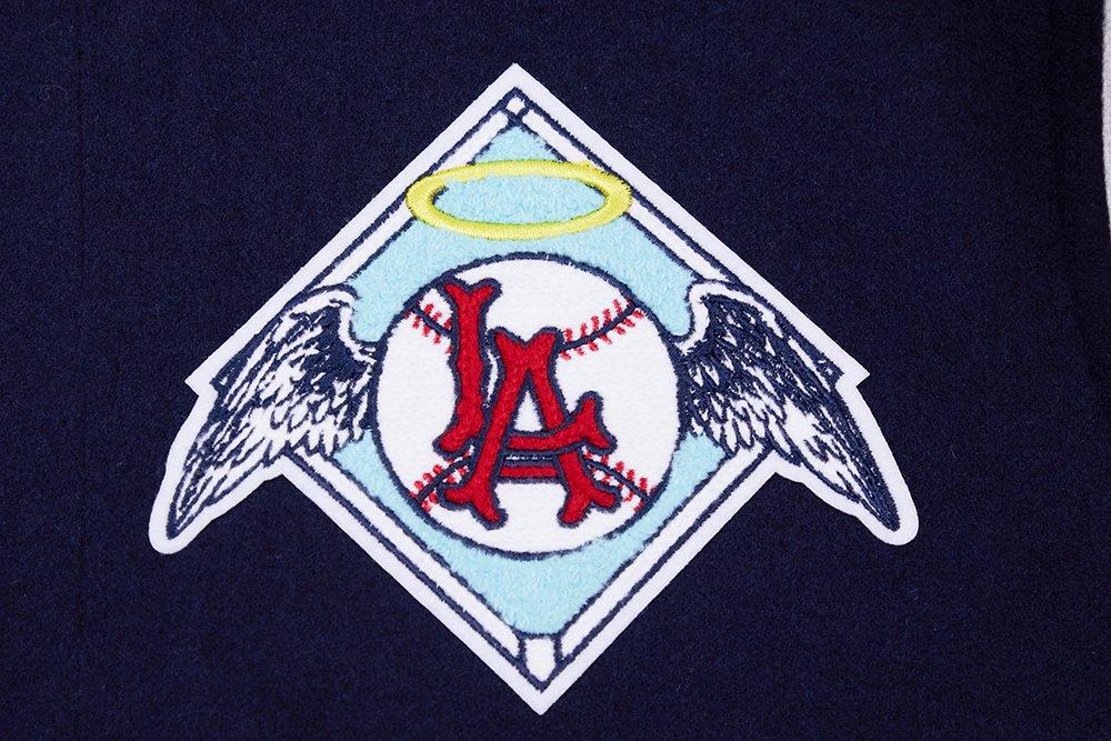 Pro Standard Men's MLB Los Angeles Angels Retro Classic Rib Wool Varsity Jacket - Navy/Red - NAVY/RED Thumbnail View 6