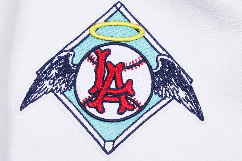 Pro Standard Men's MLB Los Angeles Angels Retro Classic Rib Wool Varsity Jacket - Navy/Red - NAVY/RED Thumbnail View 8