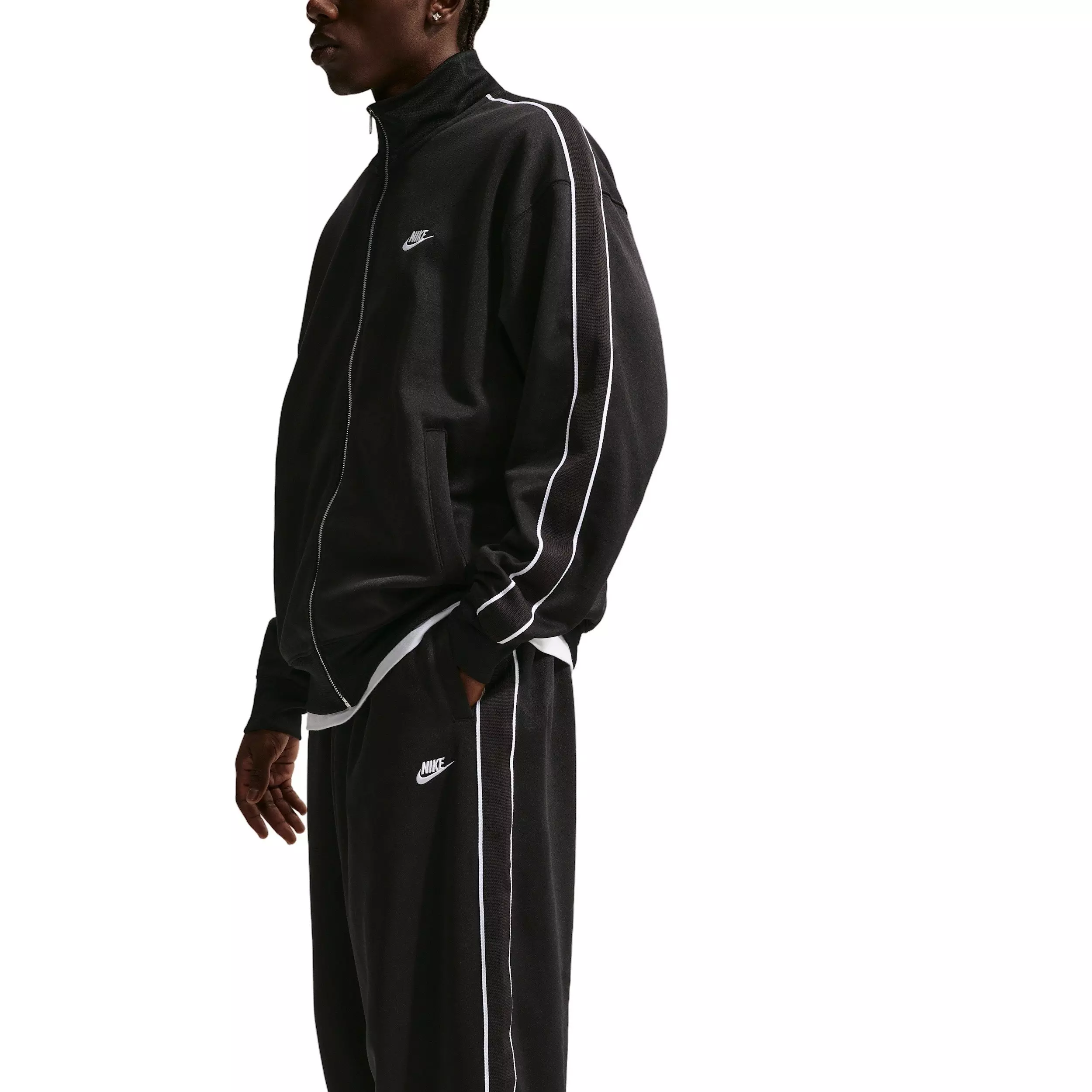 Nike Men's Sportswear Club Oversized Knit Track Pants -Black - BLACK