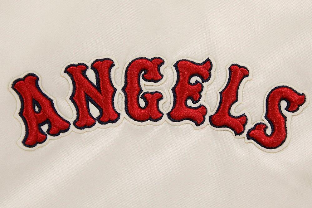 Pro Standard Men's MLB Los Angeles Angels Retro Classic Rib Satin Jacket - Eggshell/Red - EGGSHELL/RED Thumbnail View 6