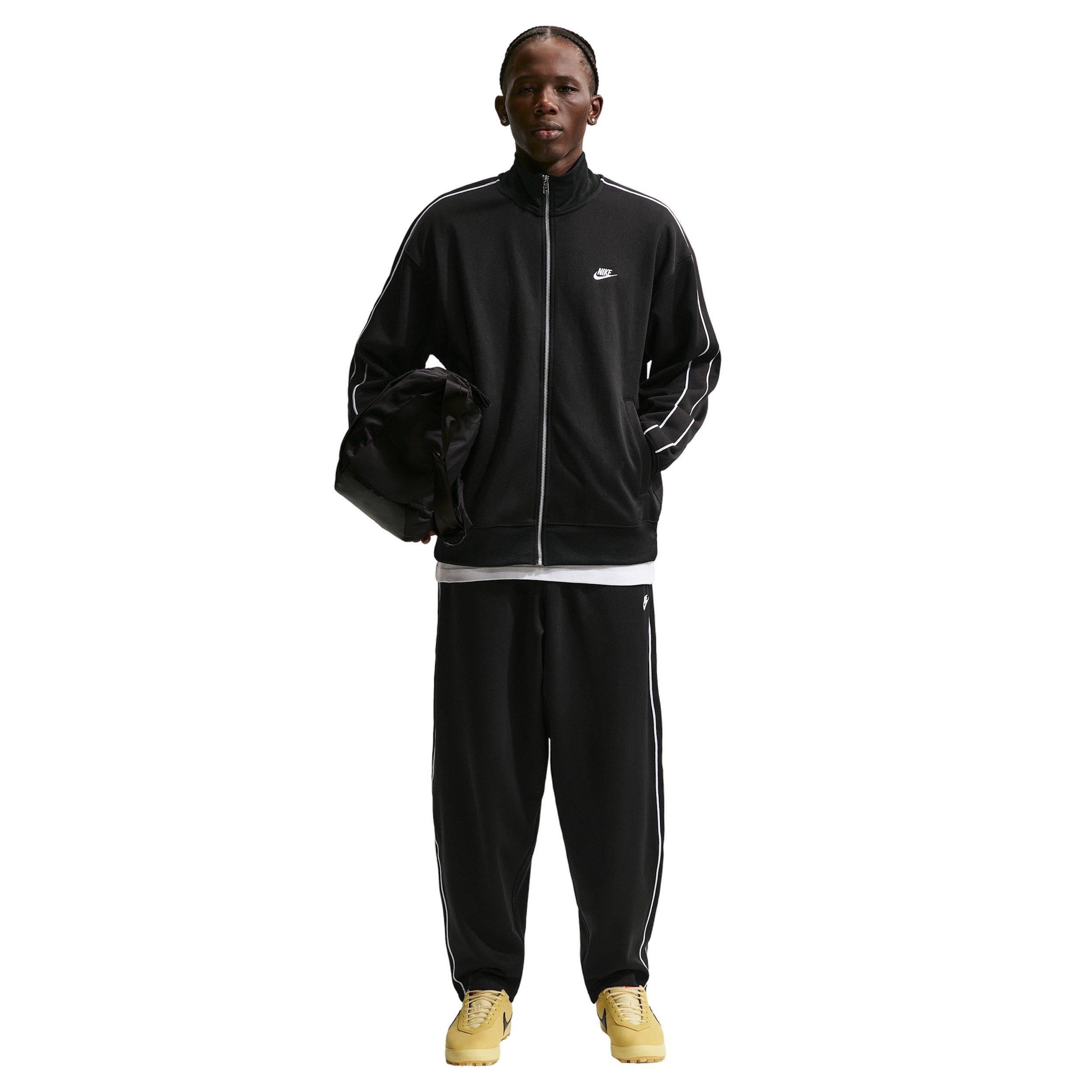 Nike Men's Sportswear Club Oversized Knit Track Jacket - BLACK Thumbnail View 4