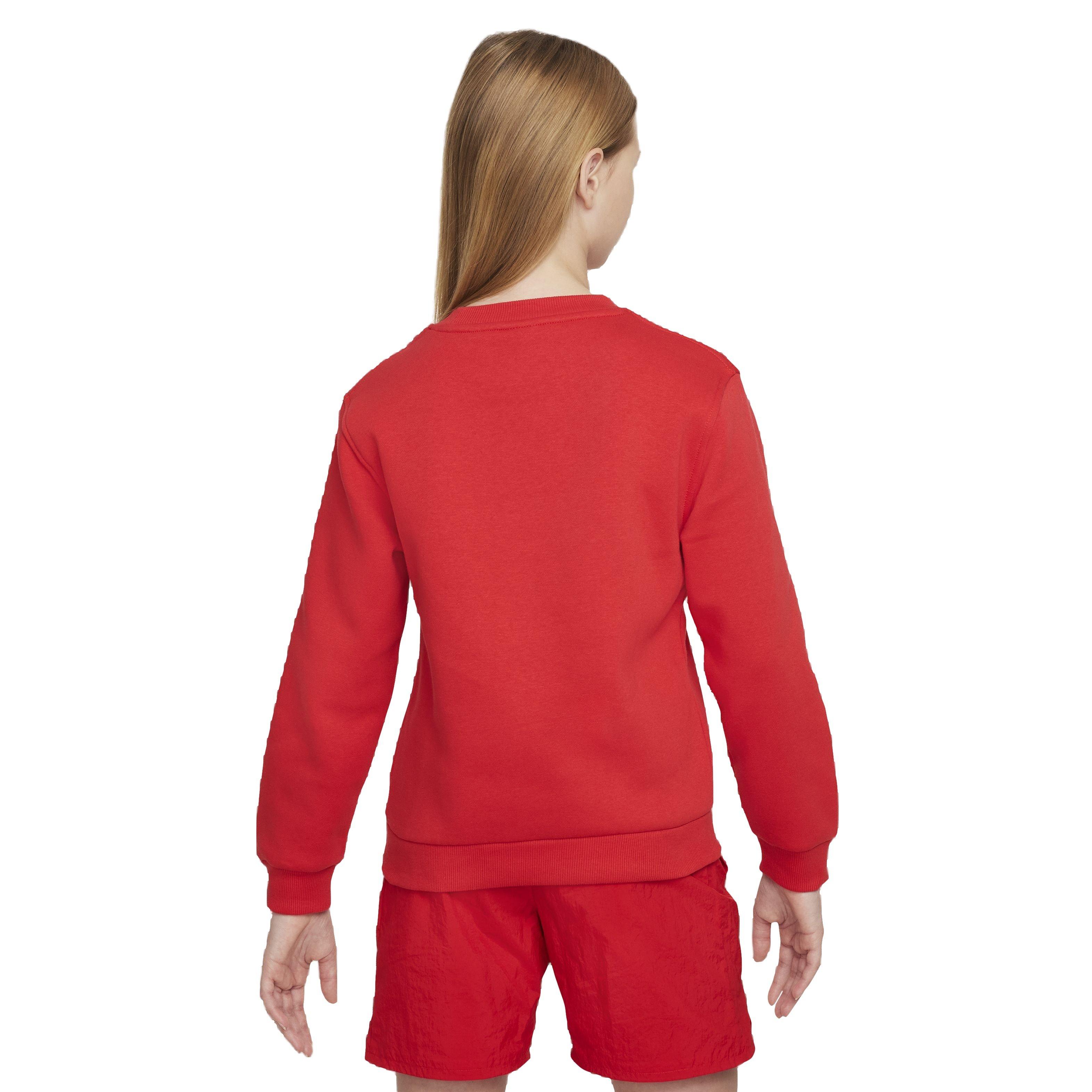 Nike Big Kids' Sportswear Club Fleece LBR Crew LS Sweatshirt - Red - RED Thumbnail View 2