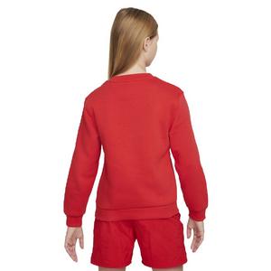 Nike Big Kids' Sportswear Club Fleece LBR Crew LS Sweatshirt -Red