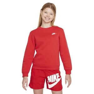 Nike Big Kids' Sportswear Club Fleece LBR Crew LS Sweatshirt -Red