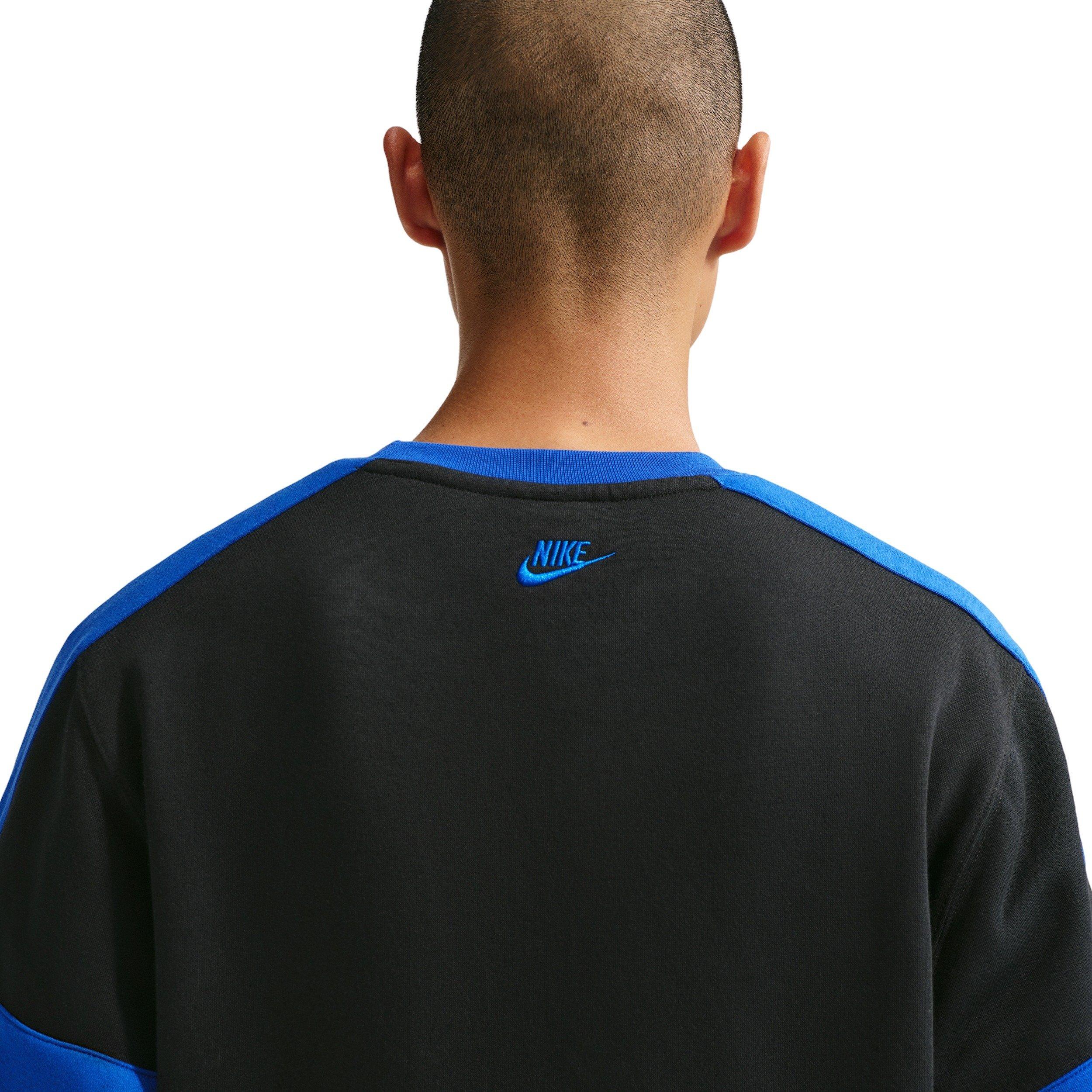 Nike Men's Sportswear Club Fleece Crew-Neck JDI Sweatshirt - BLACK/ROYAL Thumbnail View 2