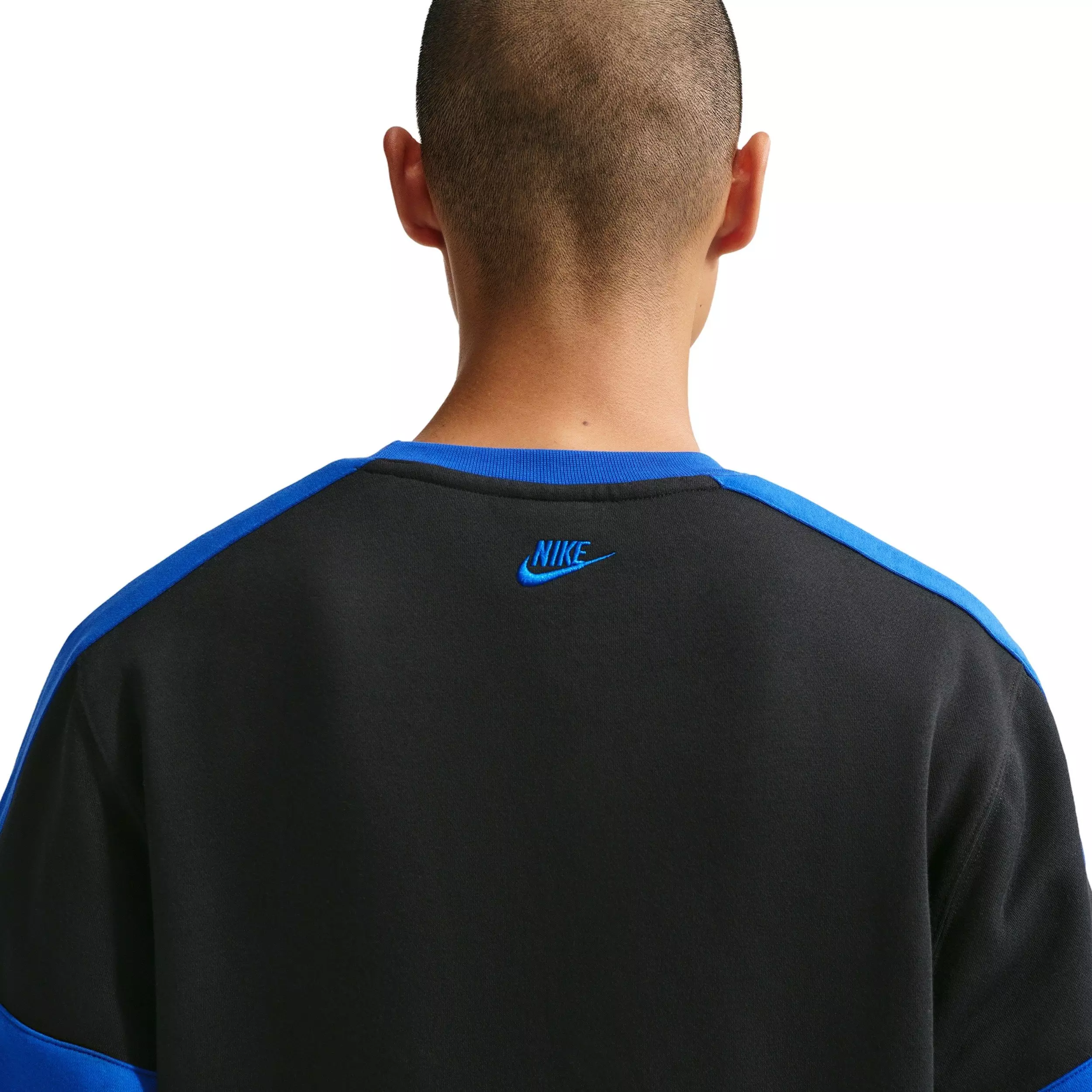 Nike Men's Sportswear Club Fleece Crew-Neck JDI Sweatshirt - BLACK/ROYAL