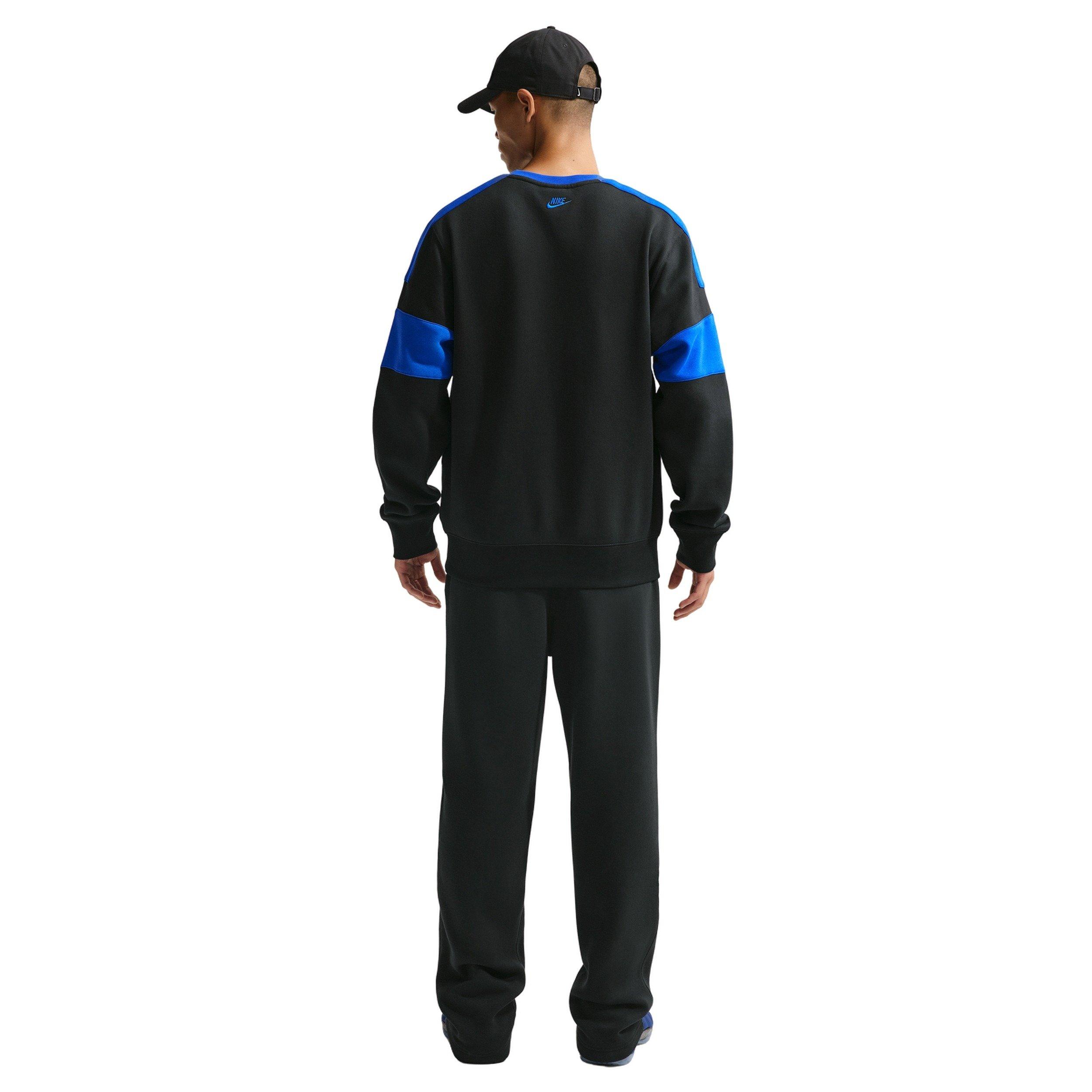 Nike Men's Sportswear Club Fleece Crew-Neck JDI Sweatshirt - BLACK/ROYAL Thumbnail View 5