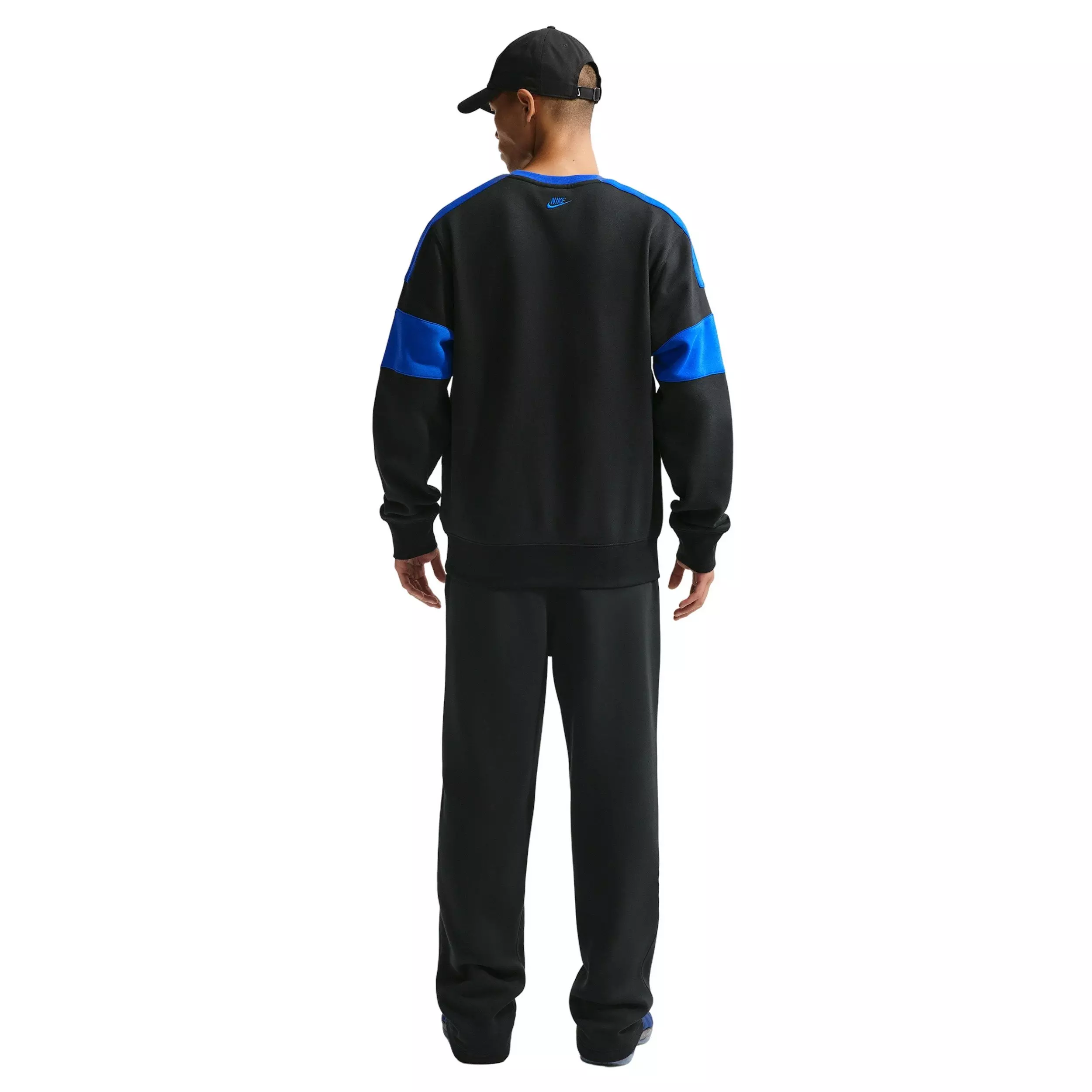 Nike Men's Sportswear Club Fleece Crew-Neck JDI Sweatshirt - BLACK/ROYAL