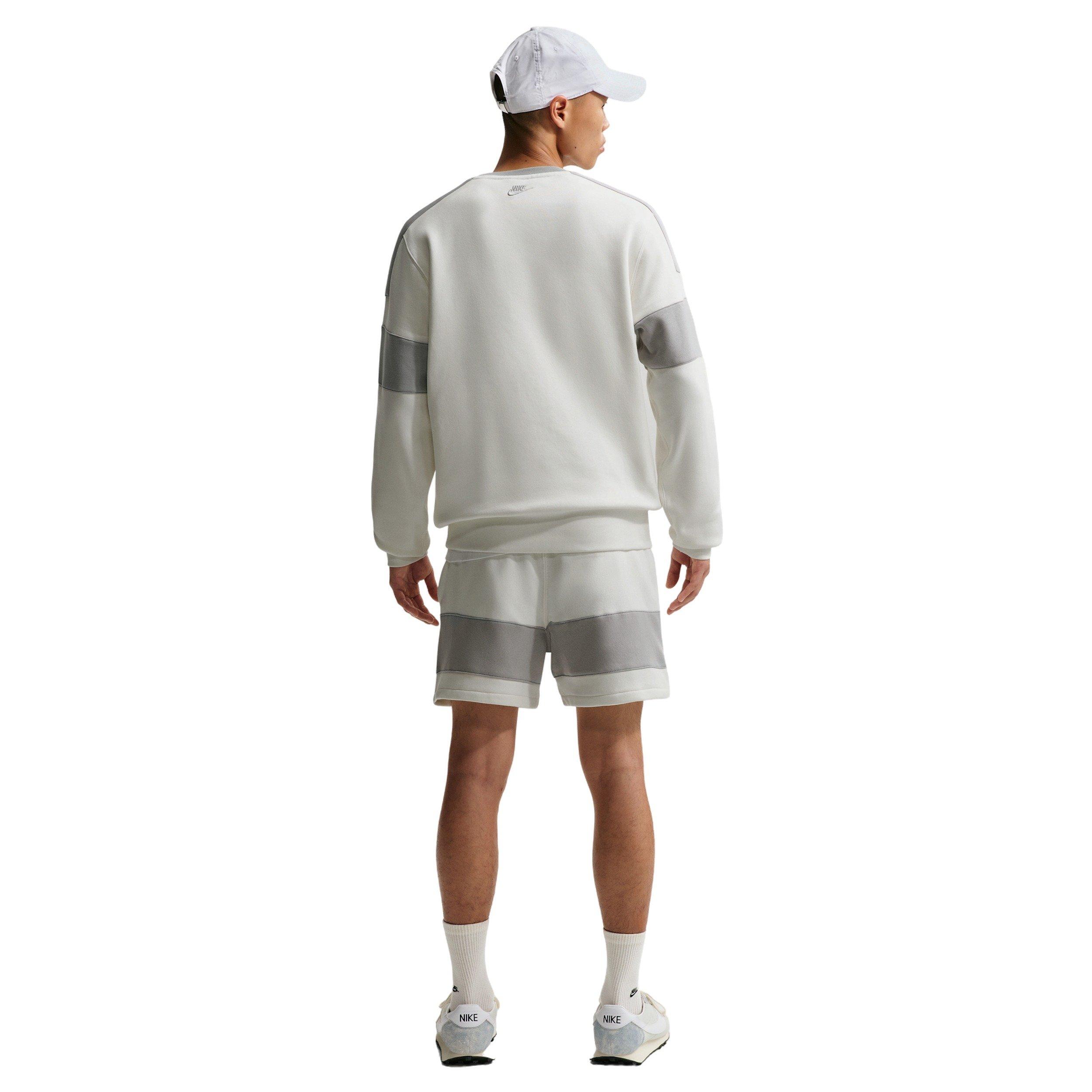 Nike Men's Sportswear Club Fleece Crew-Neck JDI Sweatshirt - WHITE/GREY Thumbnail View 5