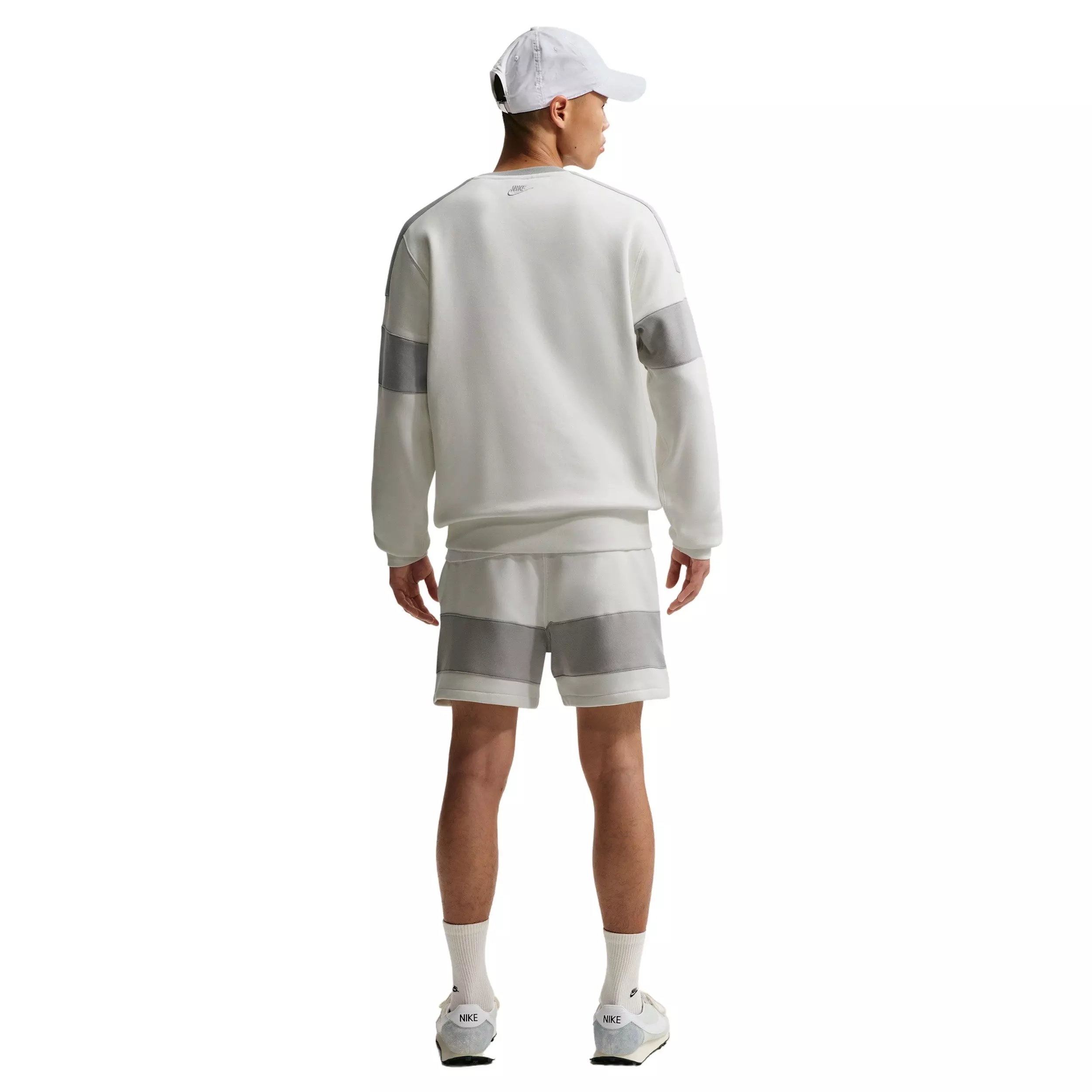 Nike Men's Sportswear Club Fleece Crew-Neck JDI Sweatshirt - WHITE/GREY