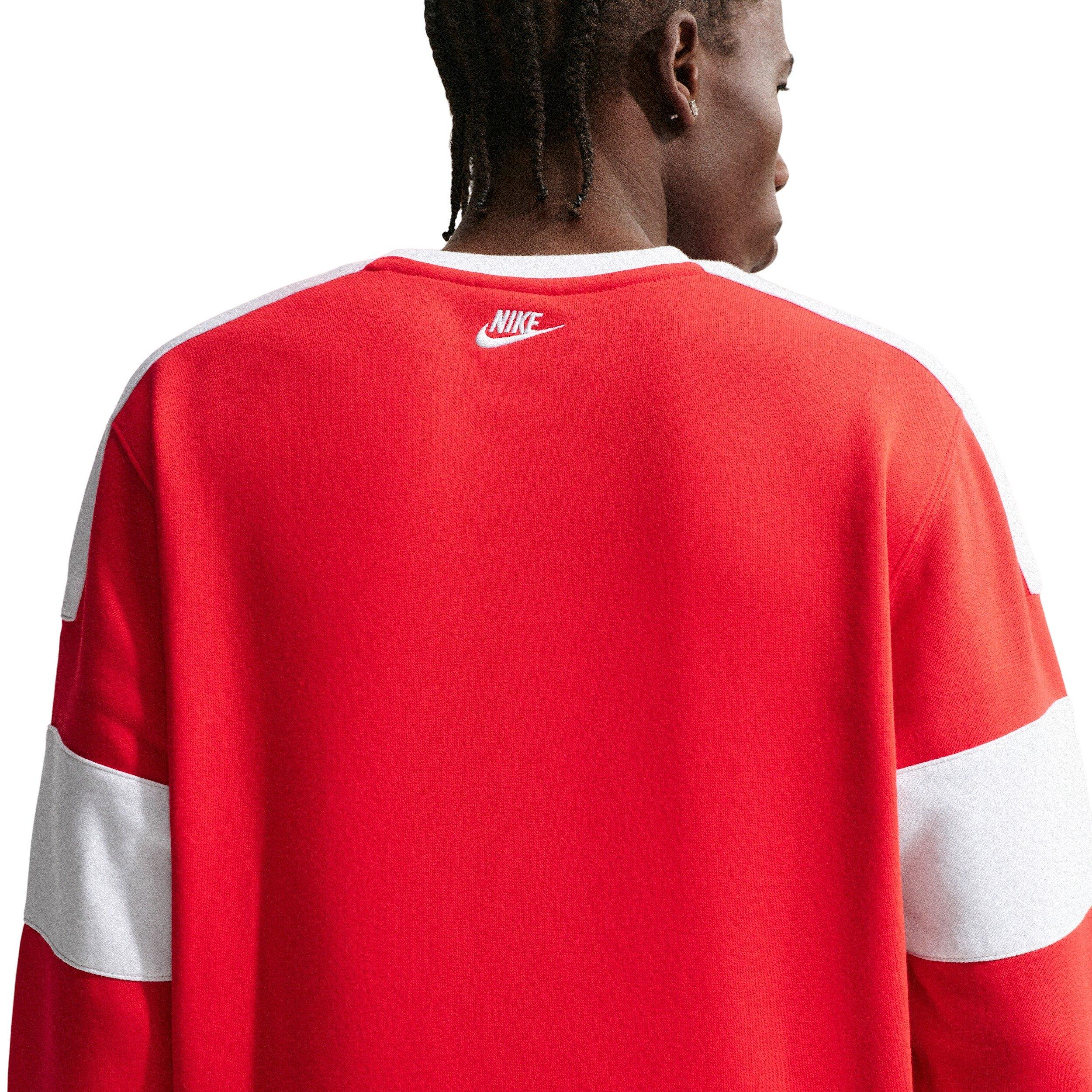 Nike Men's Sportswear Club Fleece Crew-Neck JDI Sweatshirt - RED/WHITE Thumbnail View 2