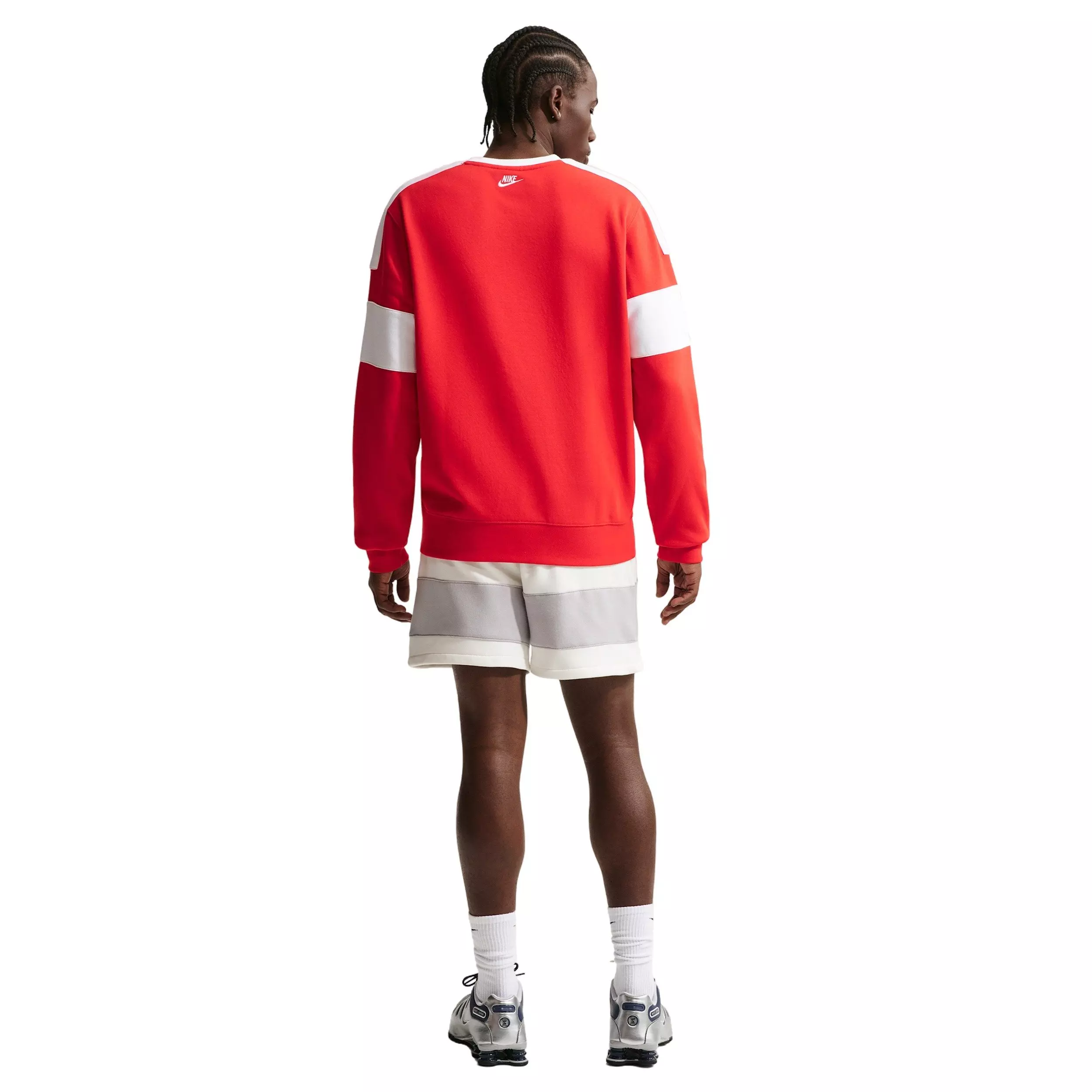 Nike Men's Sportswear Club Fleece Crew-Neck JDI Sweatshirt - RED/WHITE