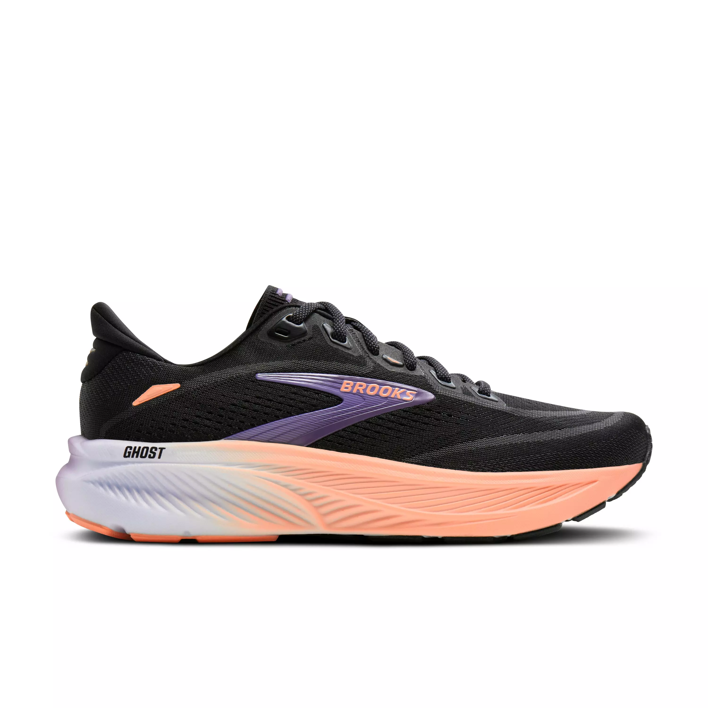 Brooks Ghost 18 "Black/Mulled Grape/Peach" Women's Running Shoe - BLACK/GRAPE/PEACH