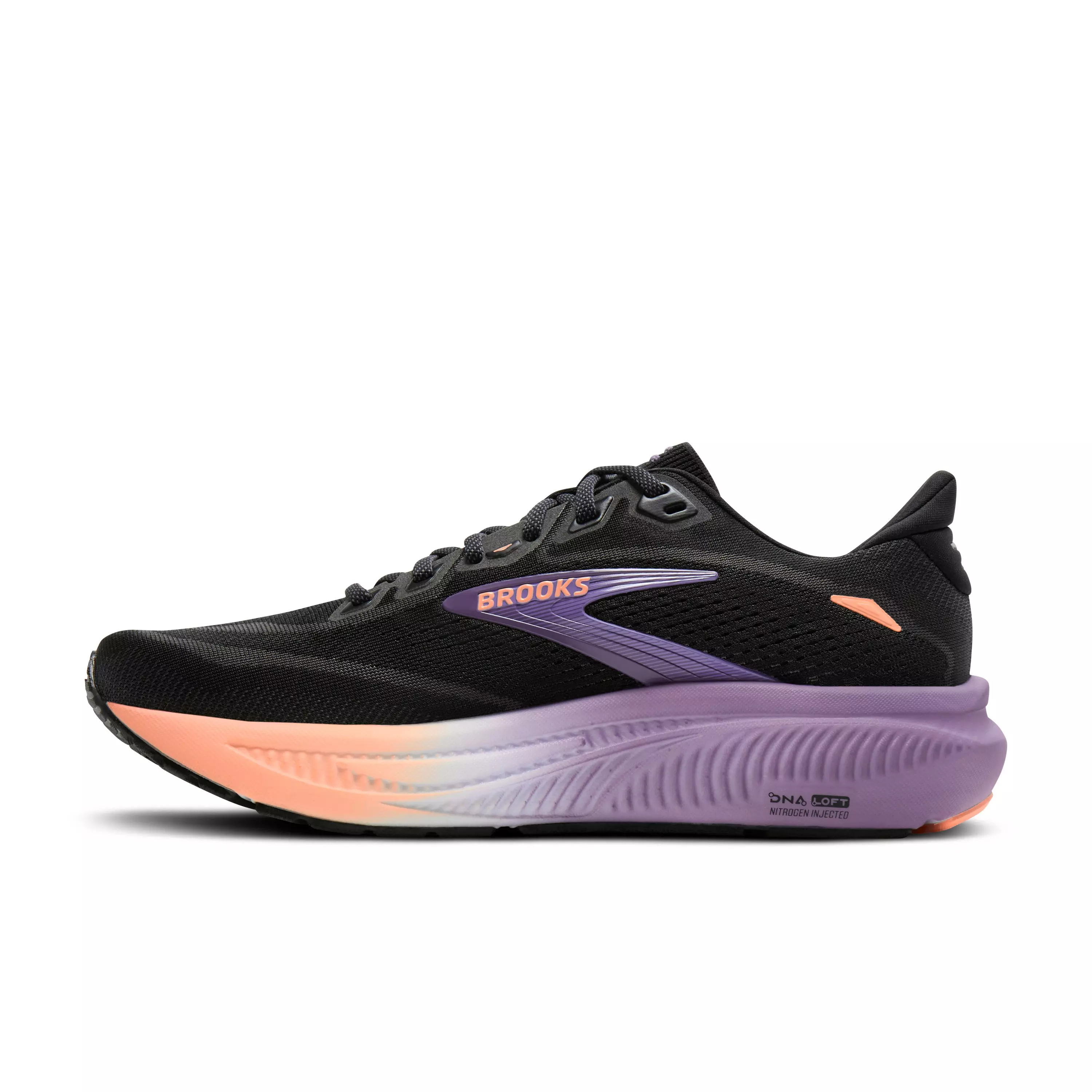 Brooks Ghost 18 "Black/Mulled Grape/Peach" Women's Running Shoe - BLACK/GRAPE/PEACH