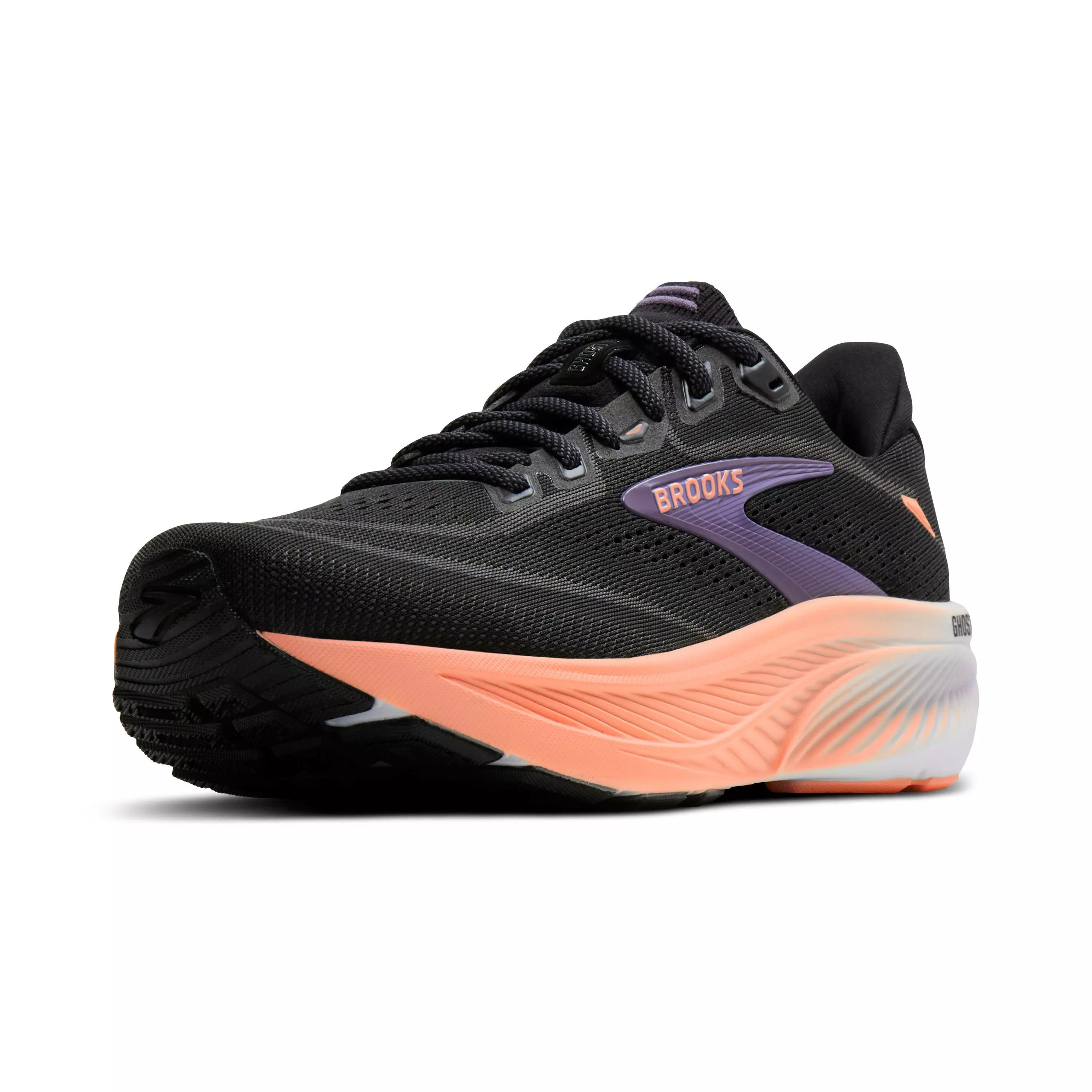 Brooks Ghost 18 "Black/Mulled Grape/Peach" Women's Running Shoe - BLACK/GRAPE/PEACH