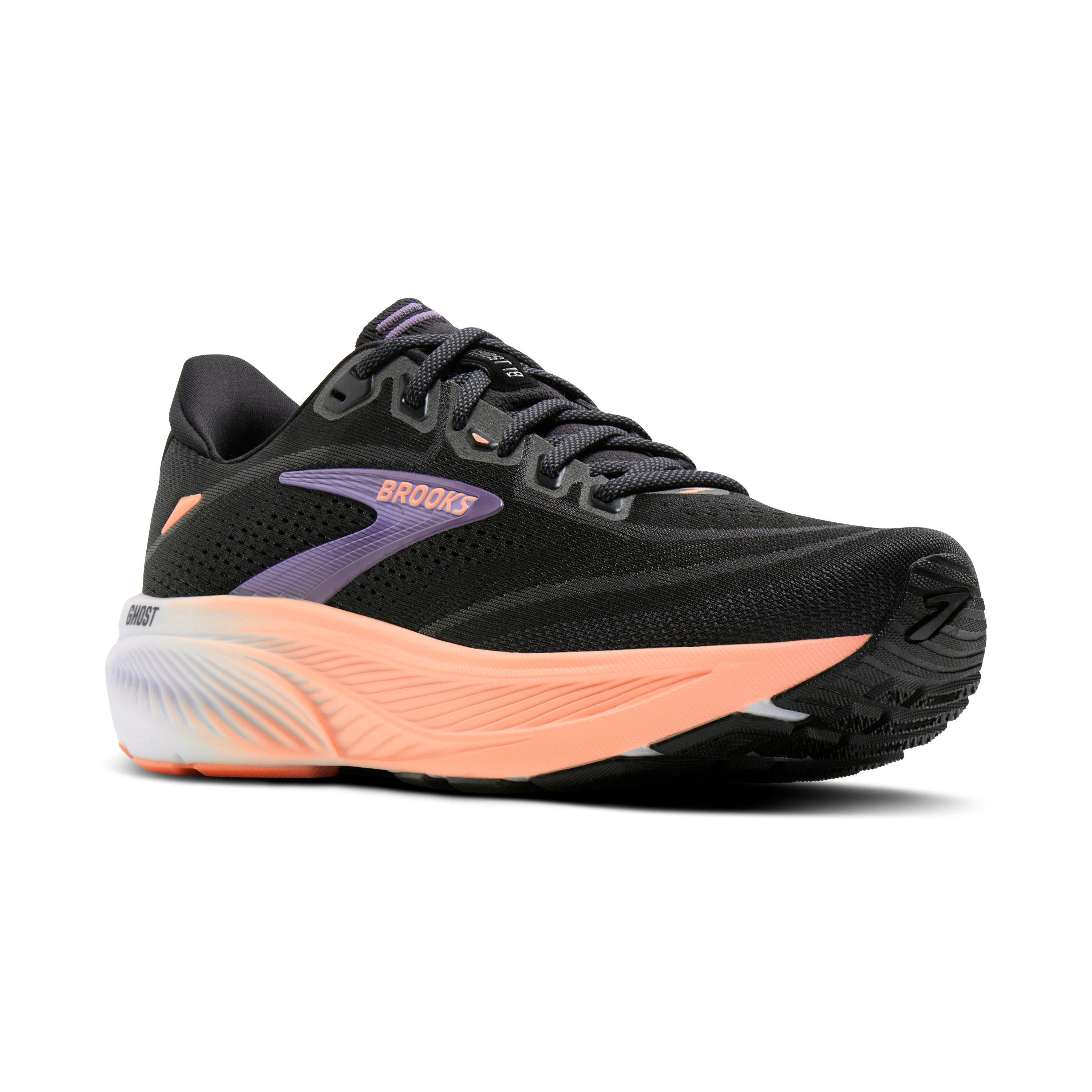 Brooks Ghost 18 "Black/Mulled Grape/Peach" Women's Running Shoe - BLACK/GRAPE/PEACH