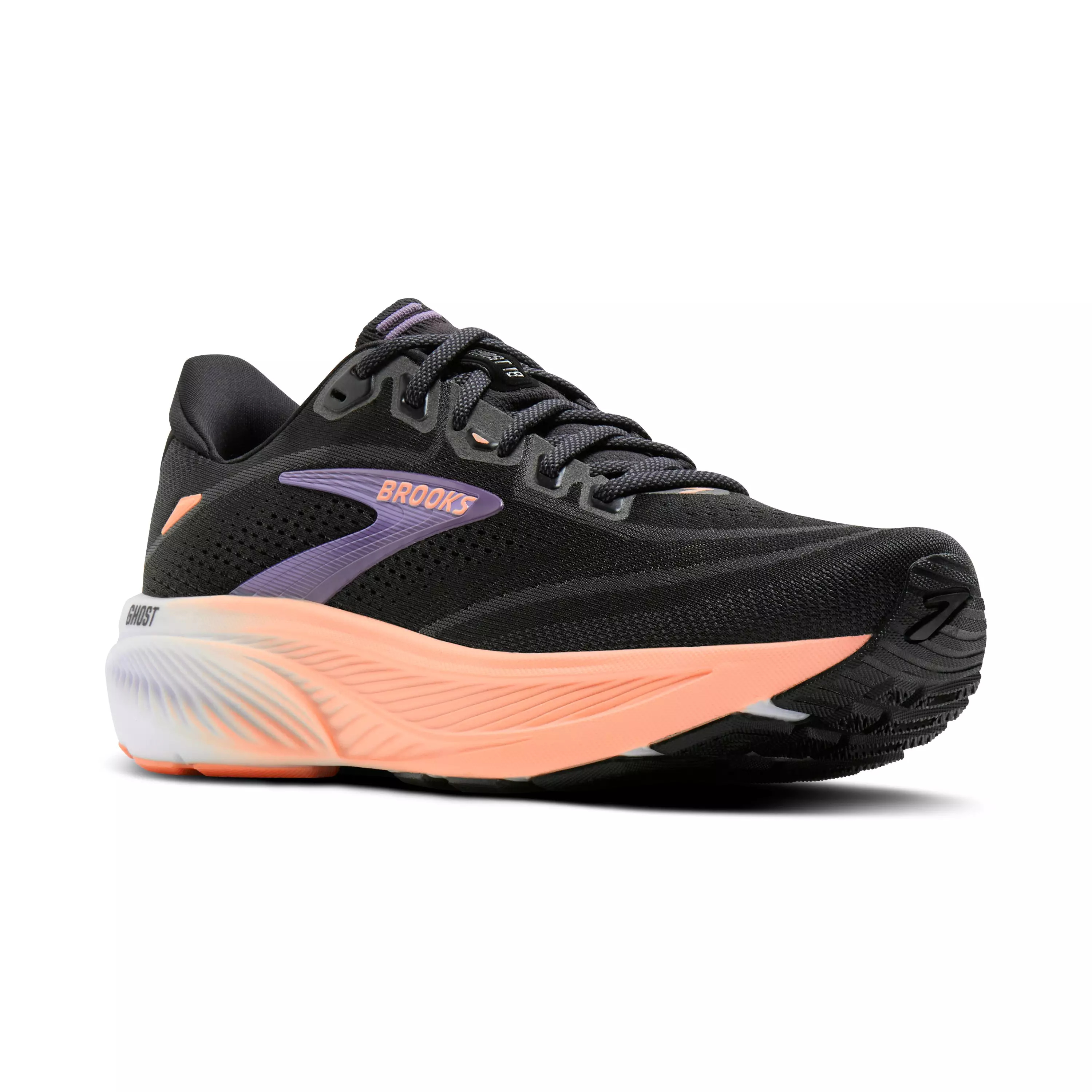 Brooks Ghost 18 "Black/Mulled Grape/Peach" Women's Running Shoe - BLACK/GRAPE/PEACH