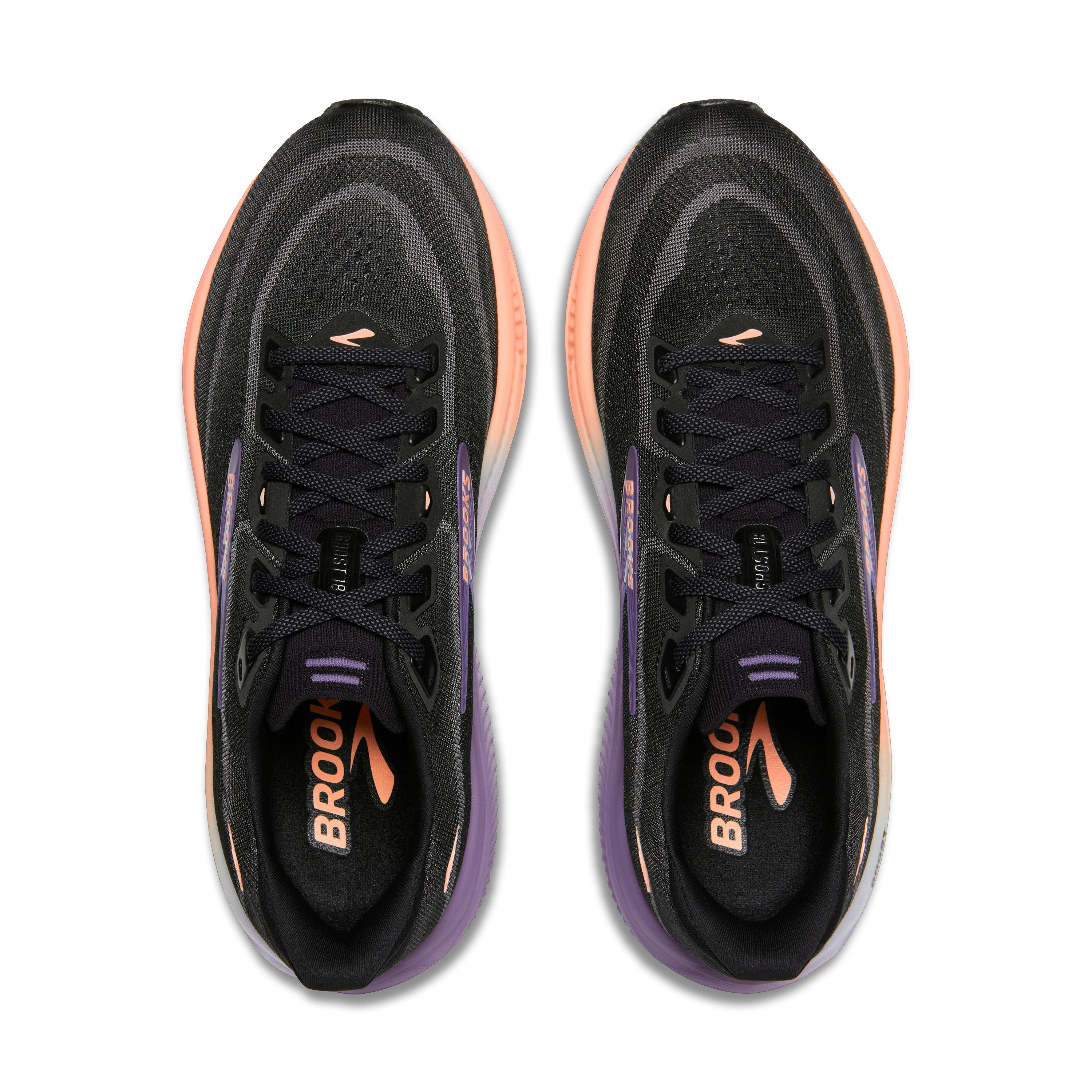 Brooks Ghost 18 "Black/Mulled Grape/Peach" Women's Running Shoe - BLACK/GRAPE/PEACH