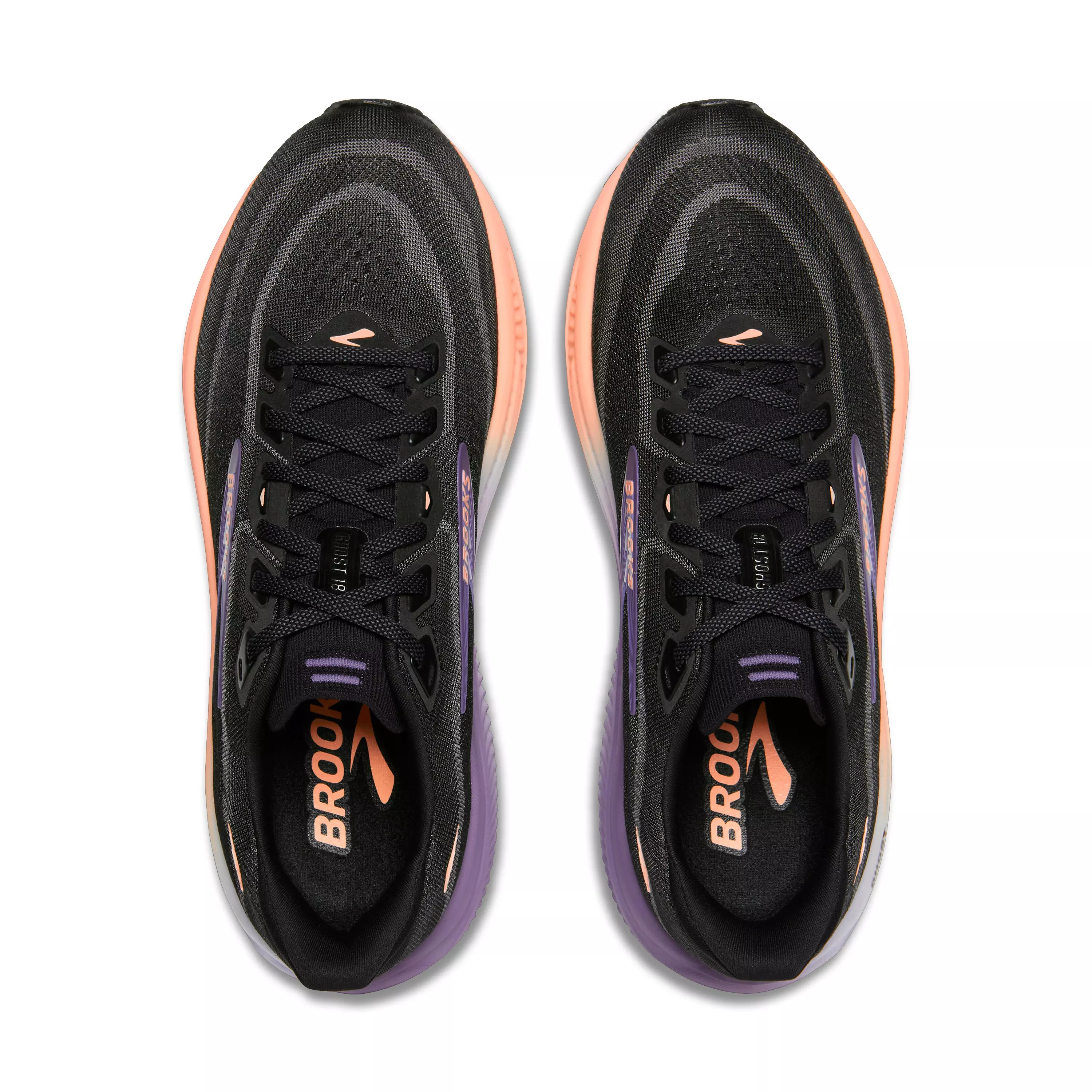 Brooks Ghost 18 "Black/Mulled Grape/Peach" Women's Running Shoe - BLACK/GRAPE/PEACH