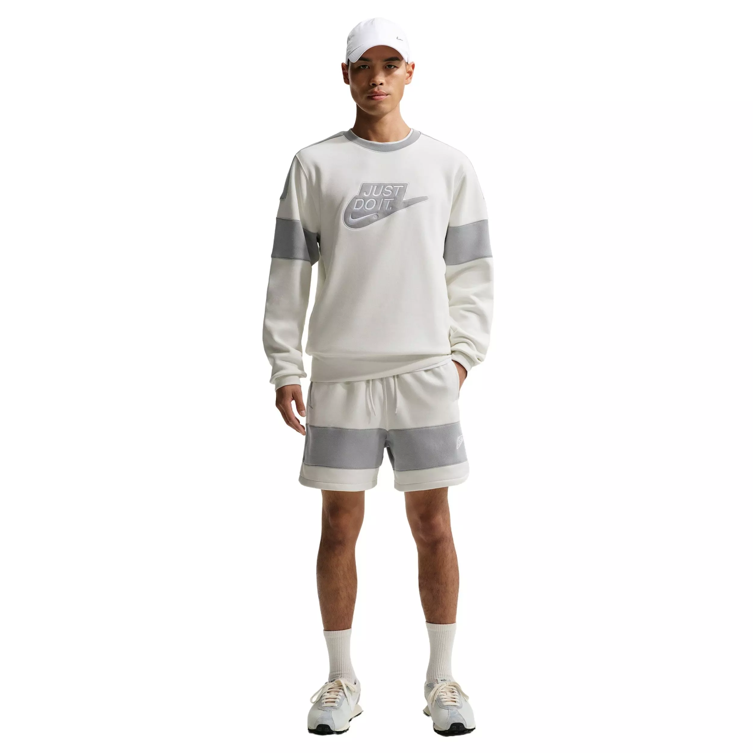Nike Men's Sportswear Club BB JDI Fleece Shorts - WHITE/GREY