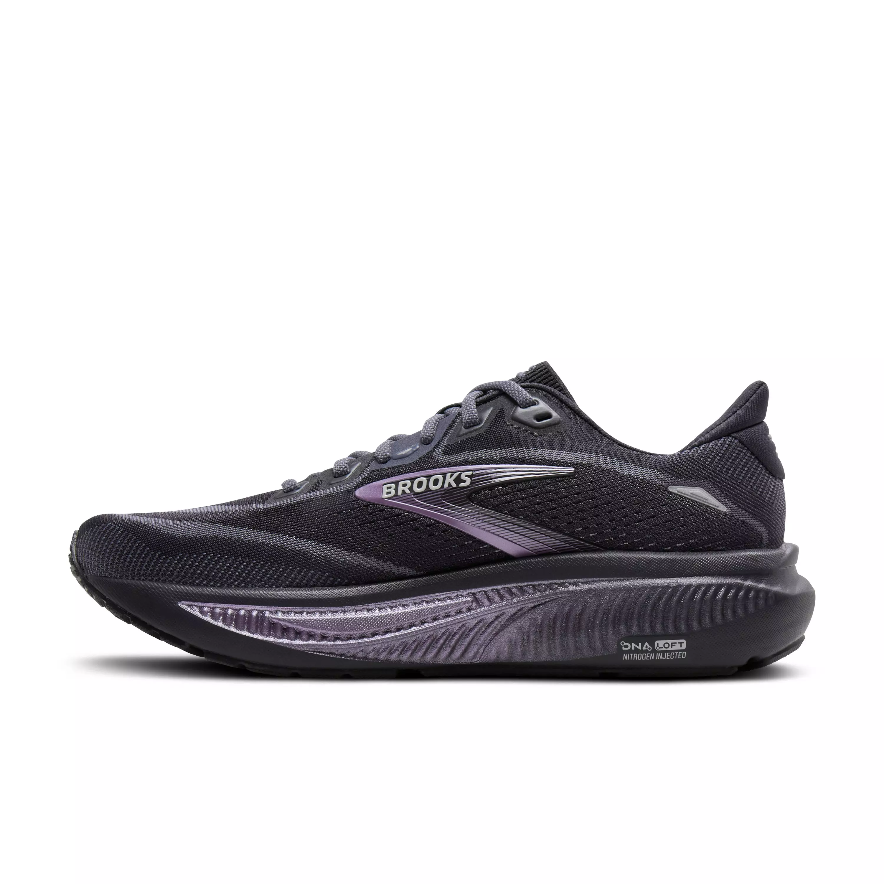 Brooks Ghost 18 "Ebony/Folkstone/Metallic" Women's Wide Running Shoe - EBONY/FOLKSTONE/METALLIC